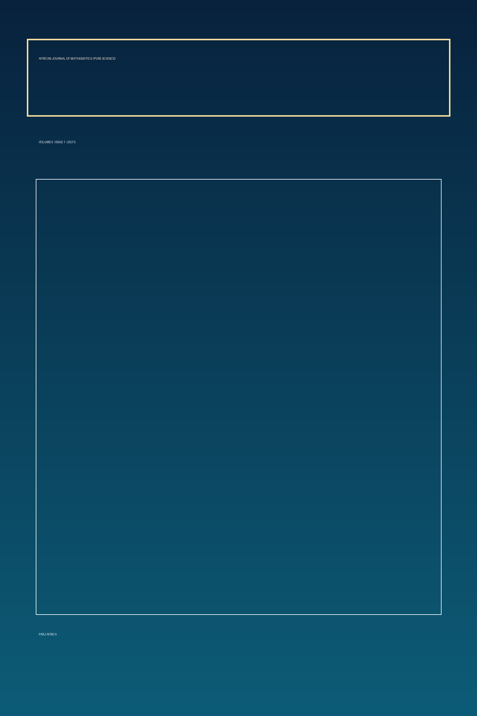 Cover image for African Journal of Mathematics (Pure Science), Volume 5, Issue 1 (2021)