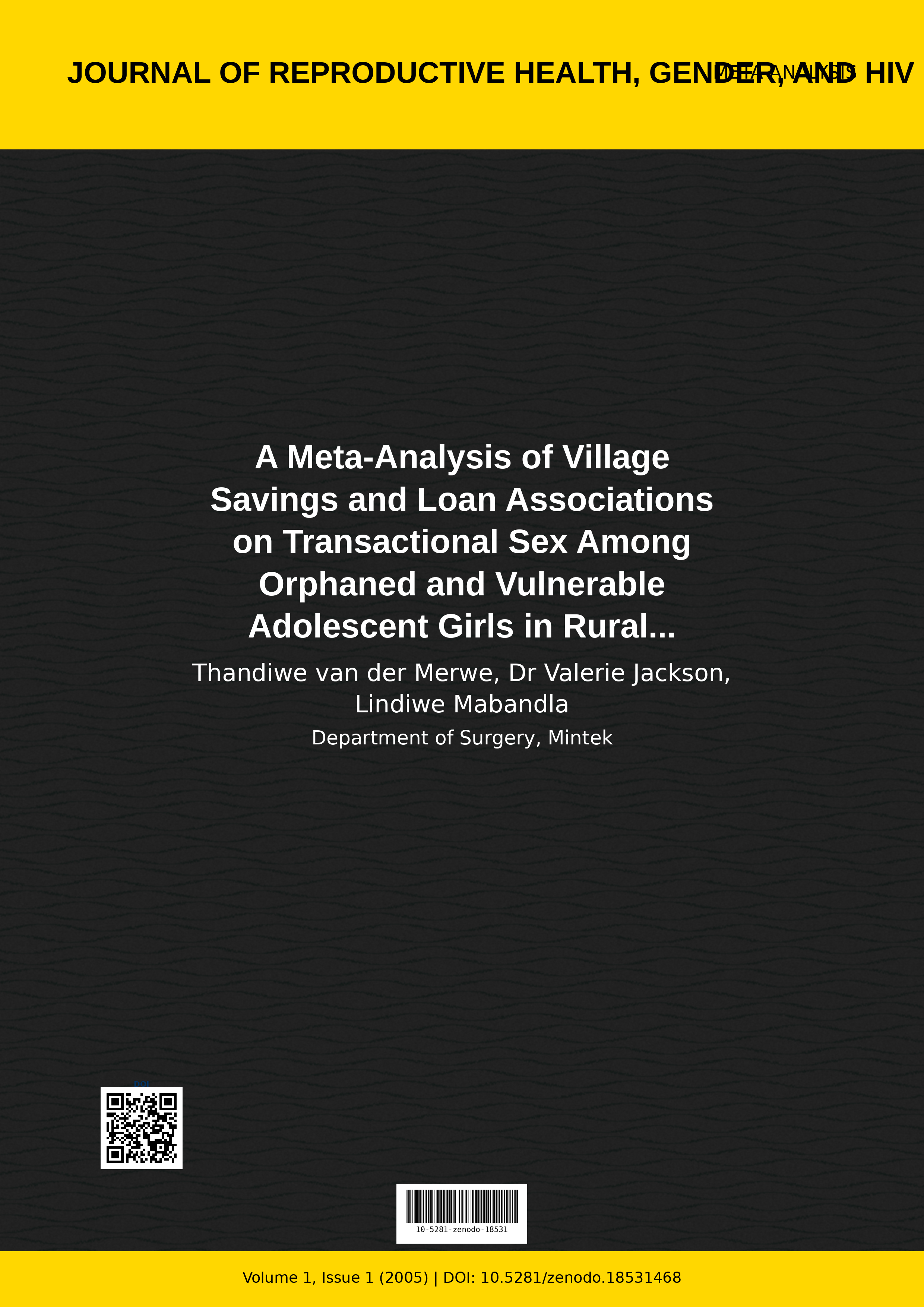 Cover image for: A Meta-Analysis of Village Savings and Loan Associations on 