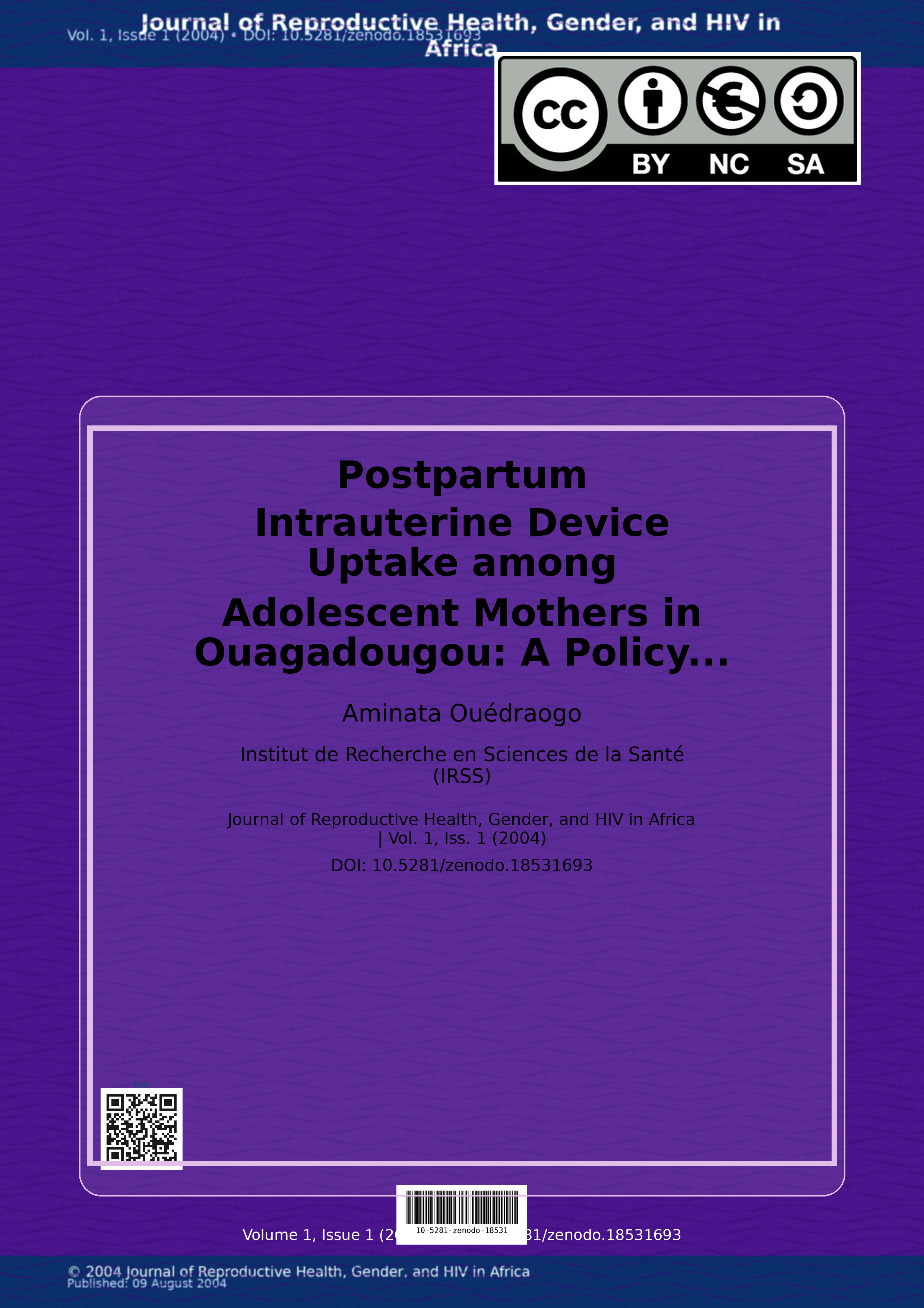 Cover image for: Postpartum Intrauterine Device Uptake among Adolescent Mothe