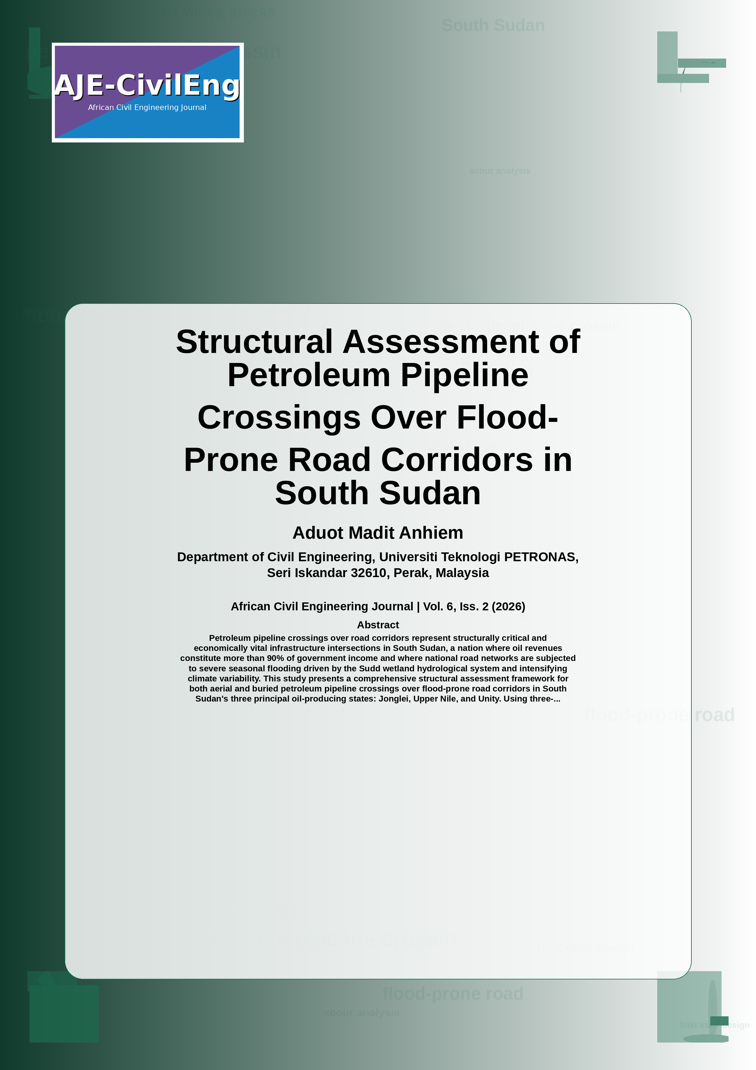 Cover image for: Structural Assessment of Petroleum Pipeline Crossings Over Flood-Prone Road Corridors in South Sudan