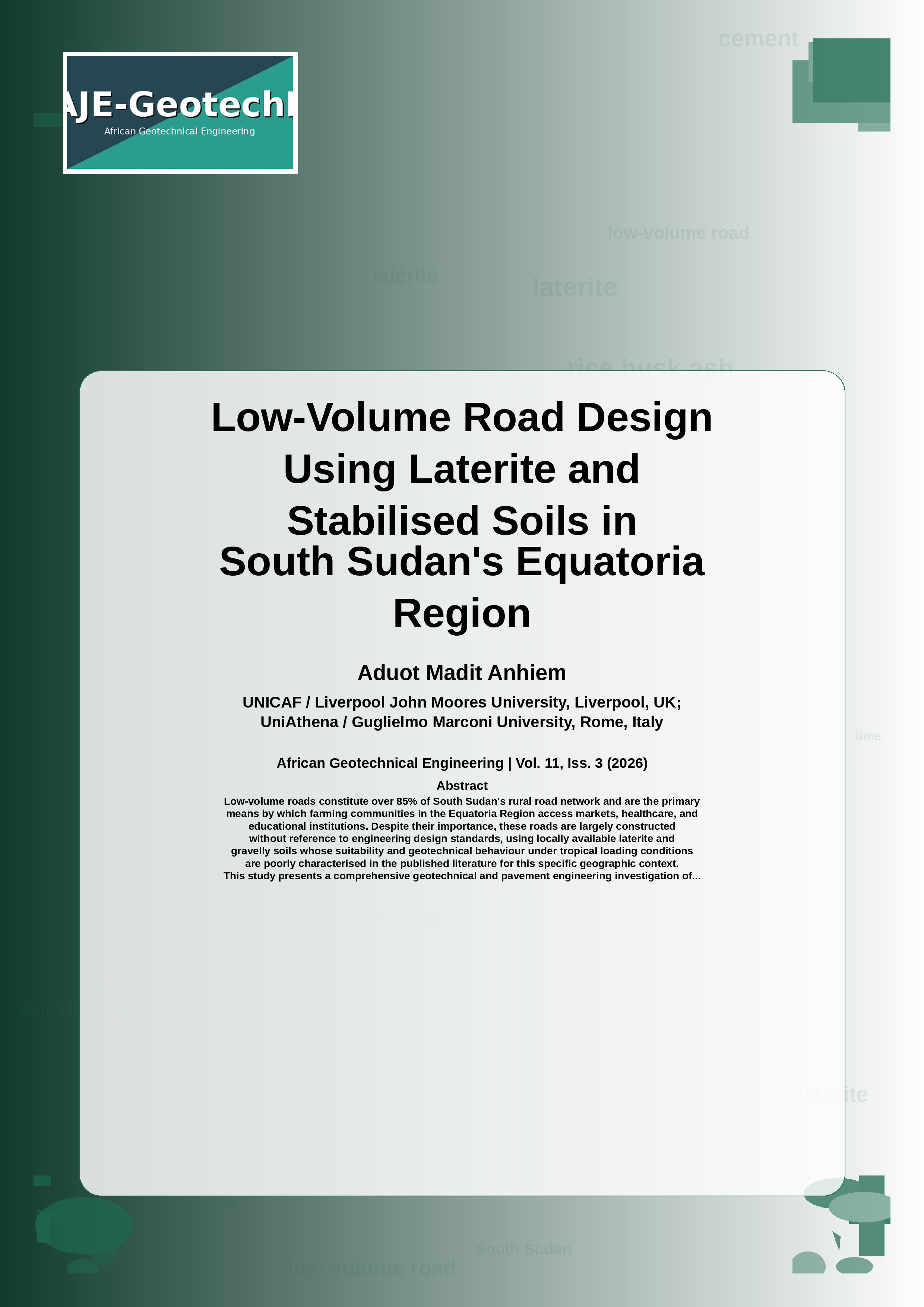 Cover image for: Low-Volume Road Design Using Laterite and Stabilised Soils in South Sudan's Equatoria Region