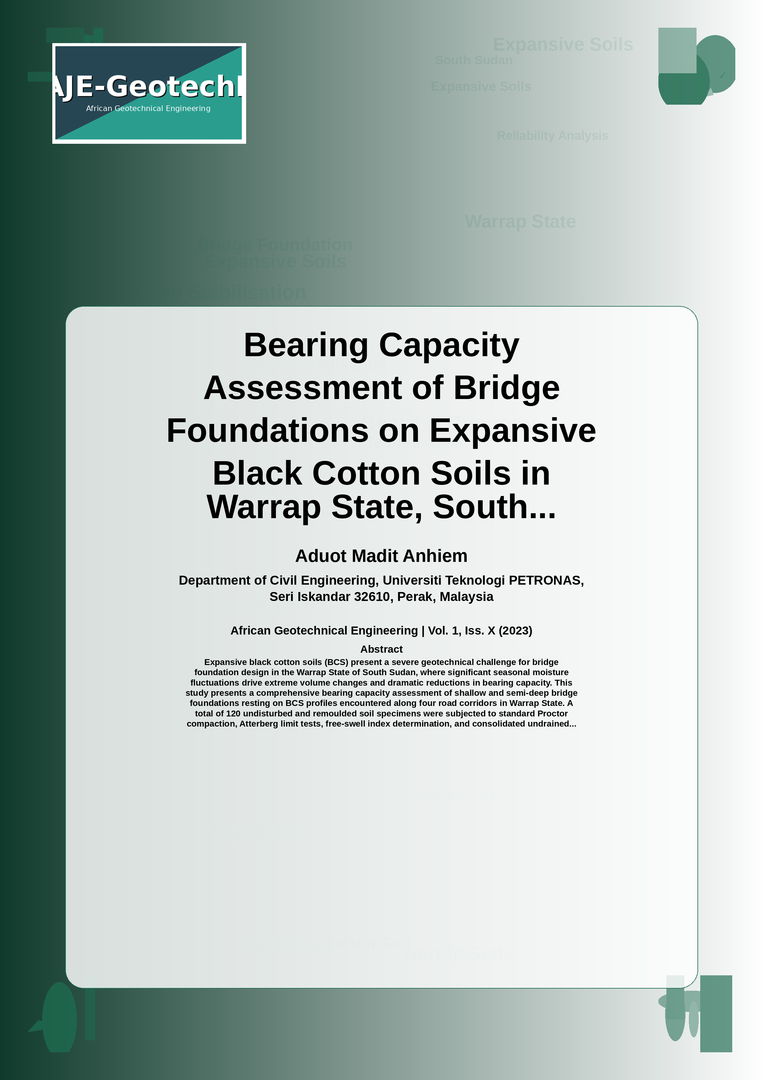 Cover image for: Bearing Capacity Assessment of Bridge Foundations on Expansive Black Cotton Soils in Warrap State, South Sudan