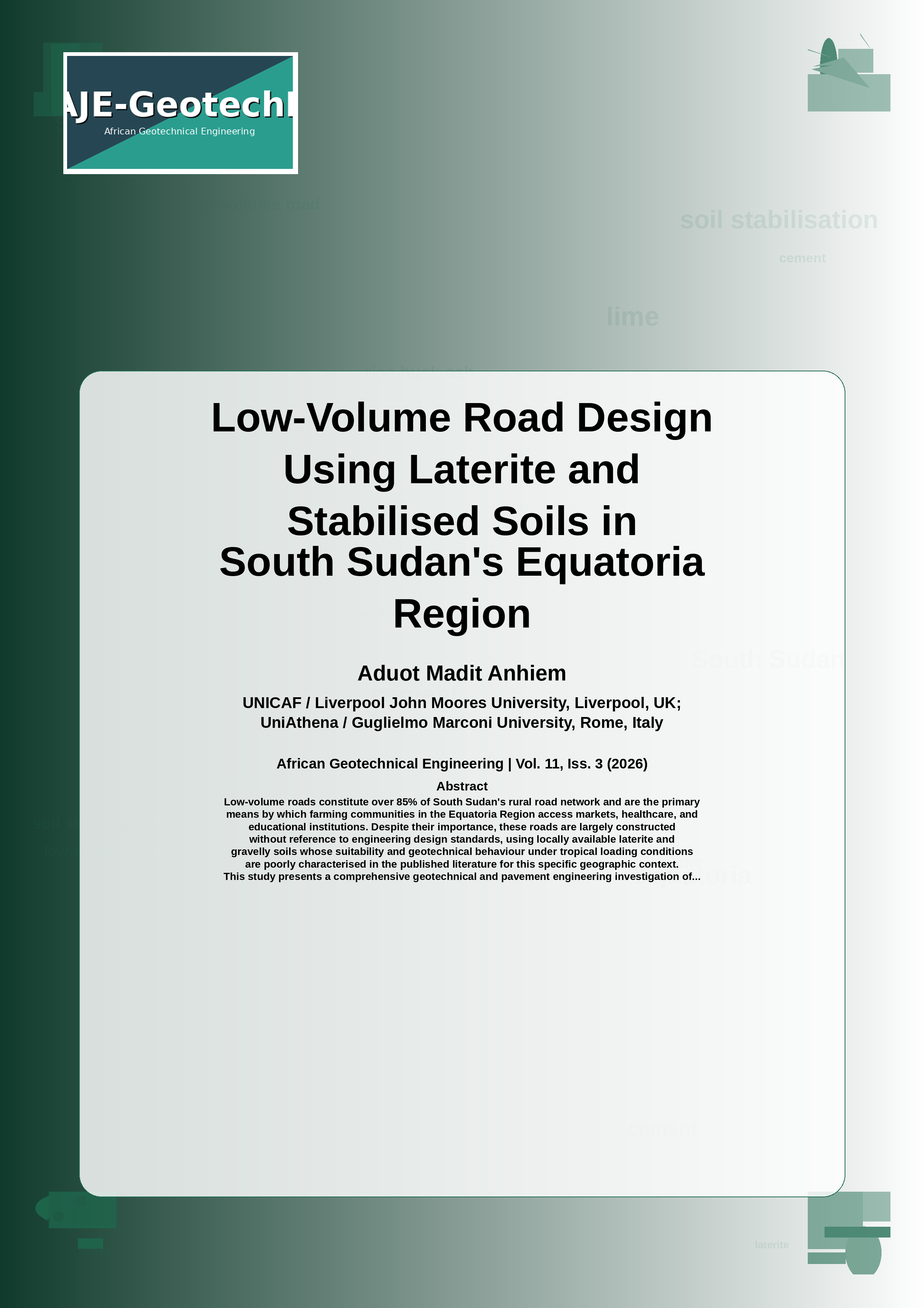 Cover image for: Low-Volume Road Design Using Laterite and Stabilised Soils in South Sudan's Equatoria Region