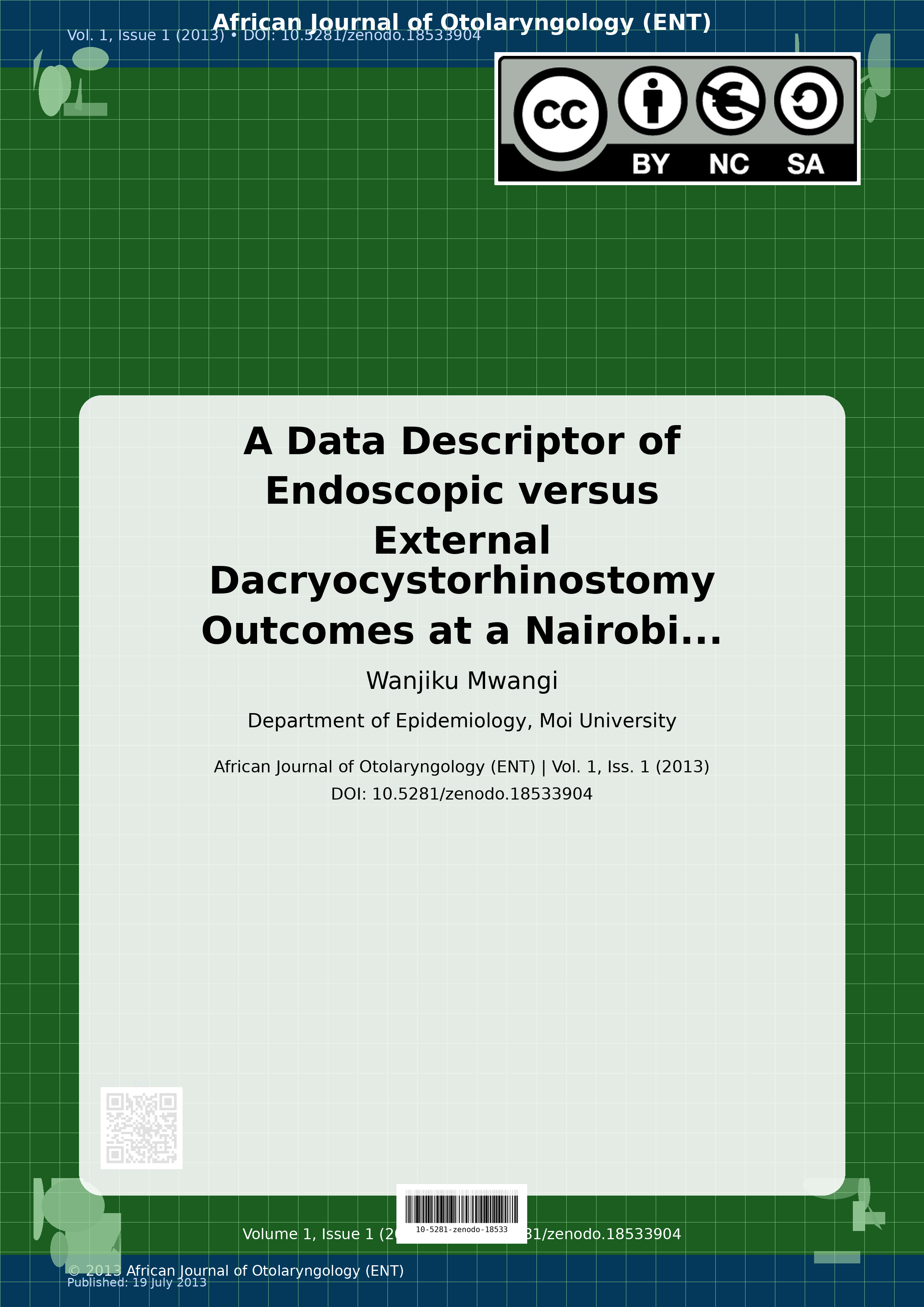 Cover image for: A Data Descriptor of Endoscopic versus External Dacryocystor