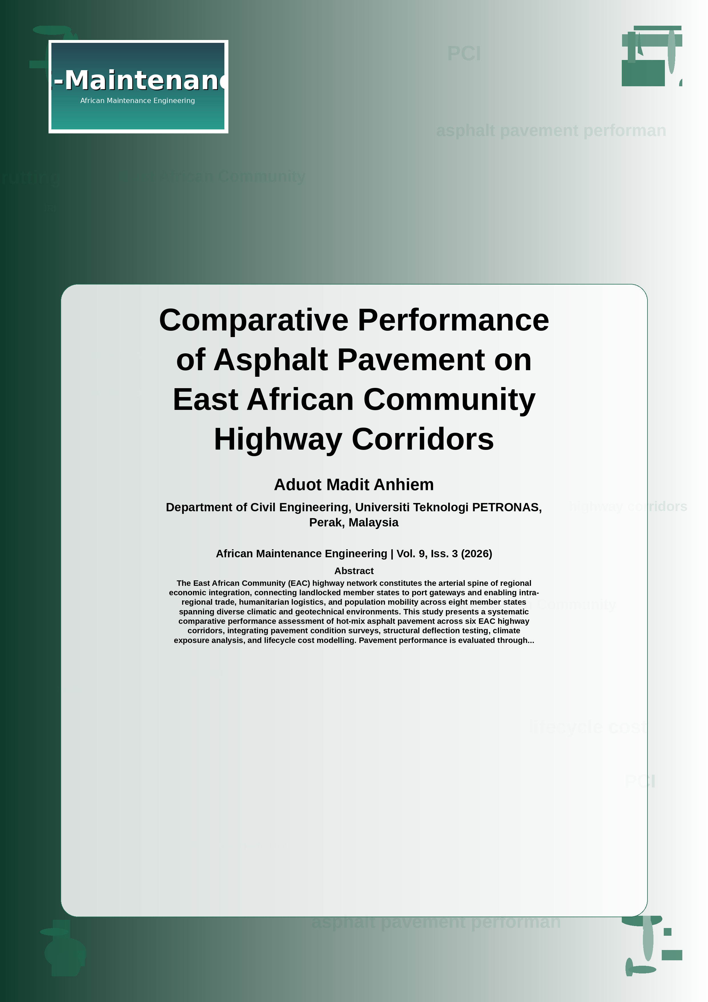 Cover image for: Comparative Performance of Asphalt Pavement on East African Community Highway Corridors
