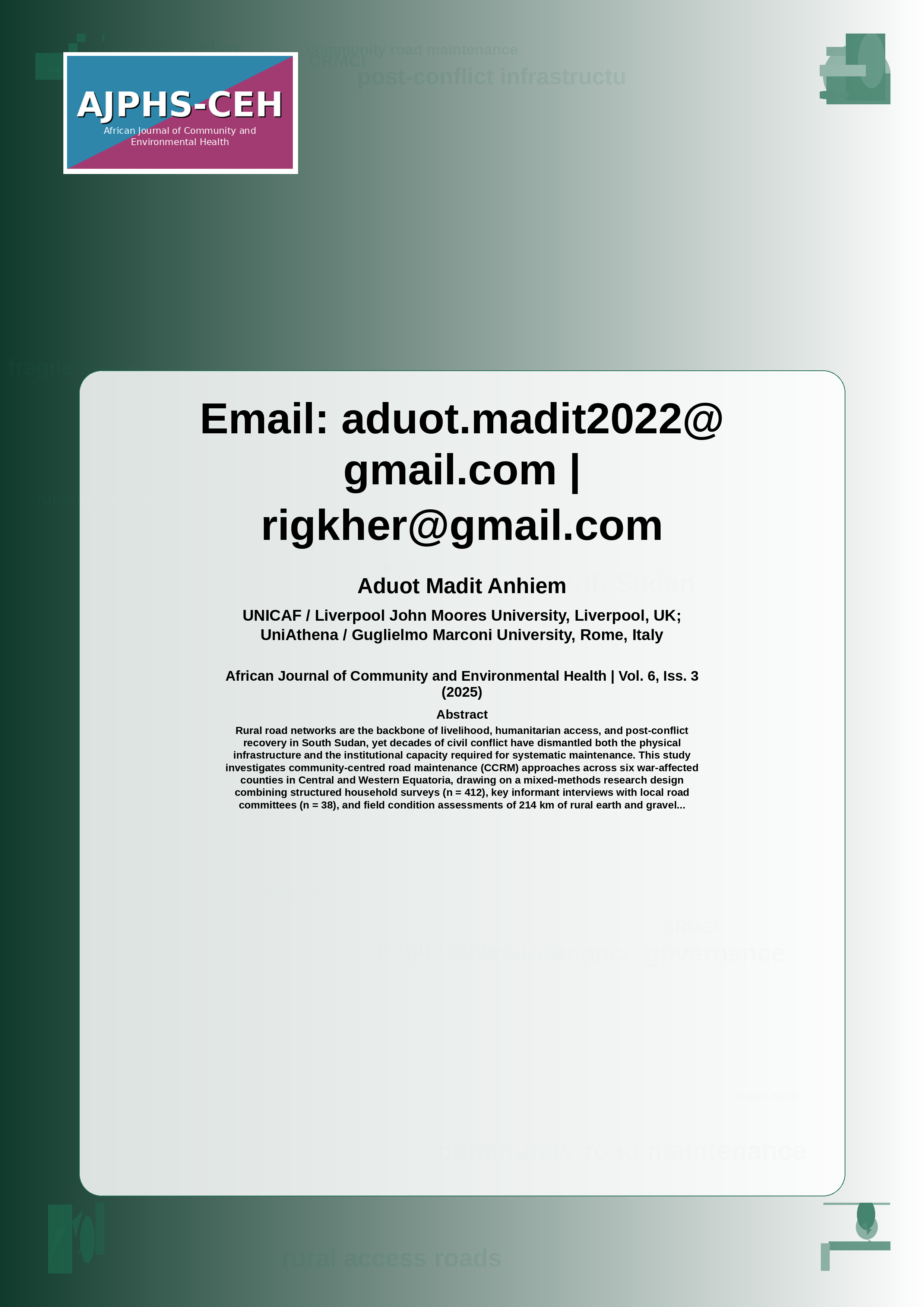 Cover image for: Email: aduot.madit2022@gmail.com | rigkher@gmail.com