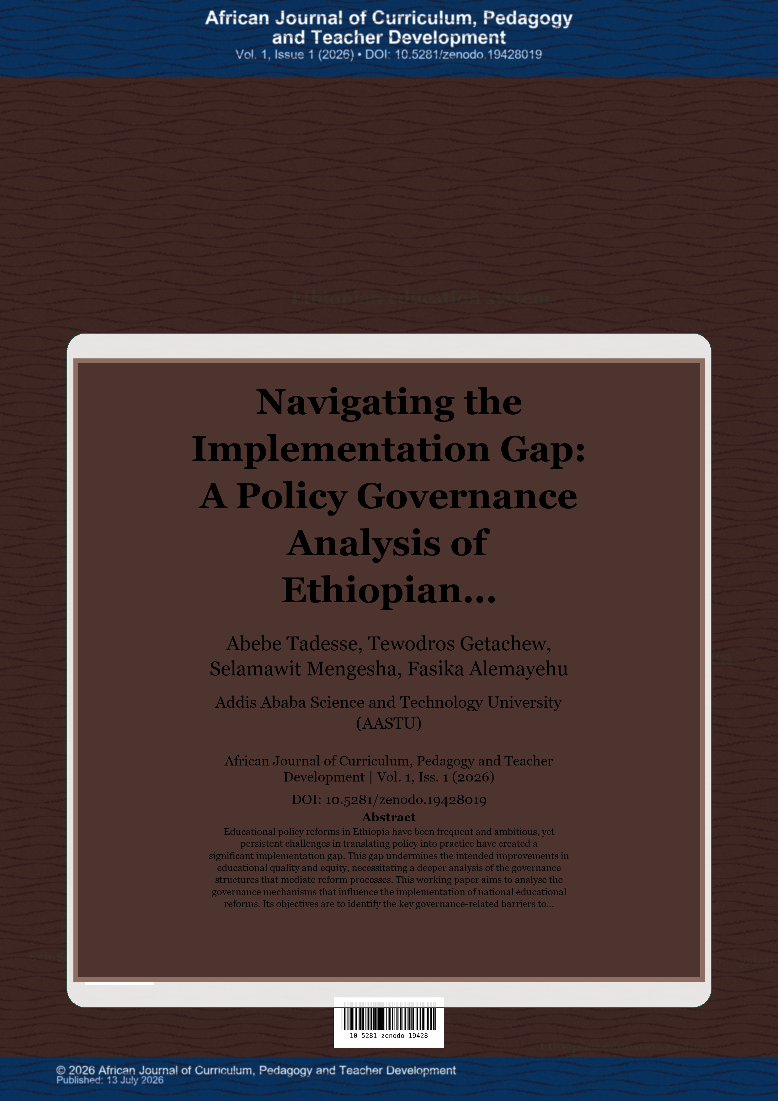 Cover image for: Navigating the Implementation Gap: A Policy Governance Analysis of Ethiopian Educational Reforms
