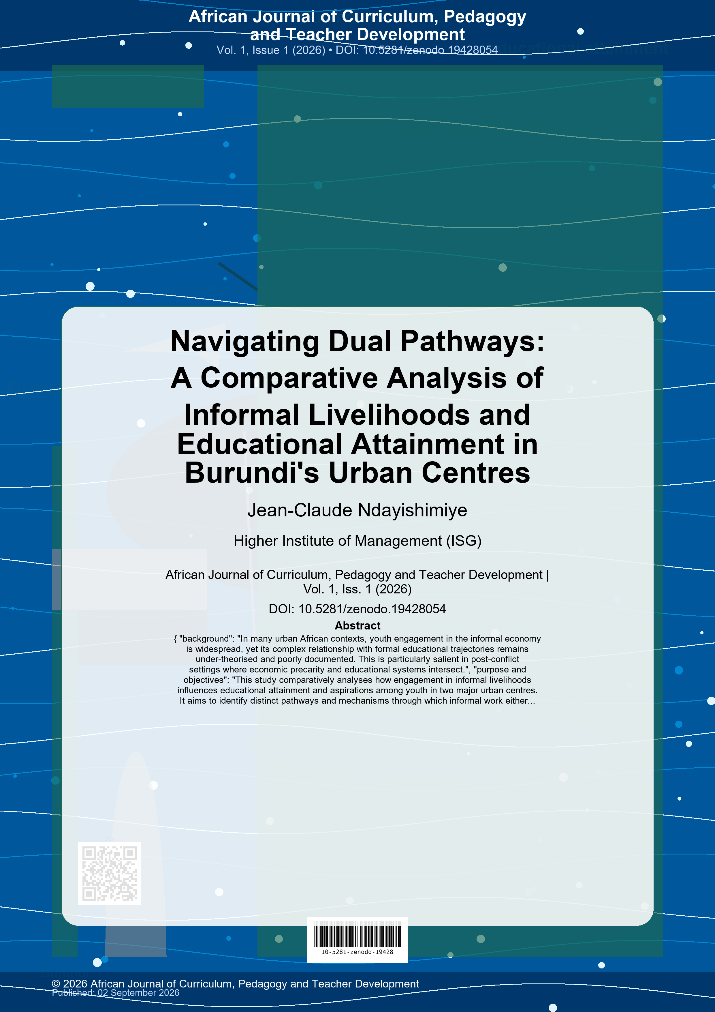 Cover image for: Navigating Dual Pathways: A Comparative Analysis of Informal Livelihoods and Educational Attainment in Burundi's Urban Centres