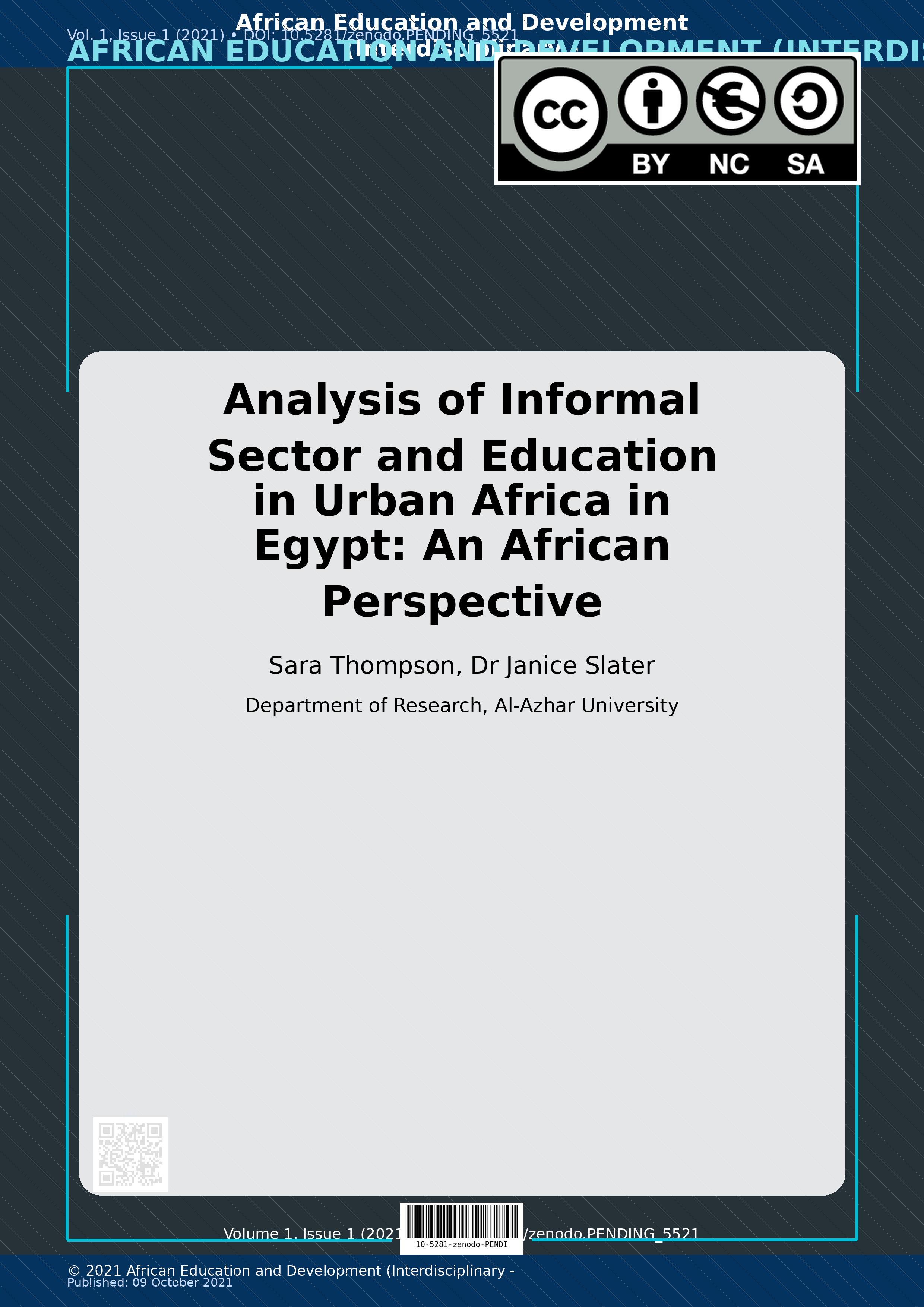 Cover image for: Analysis of Informal Sector and Education in Urban Africa in