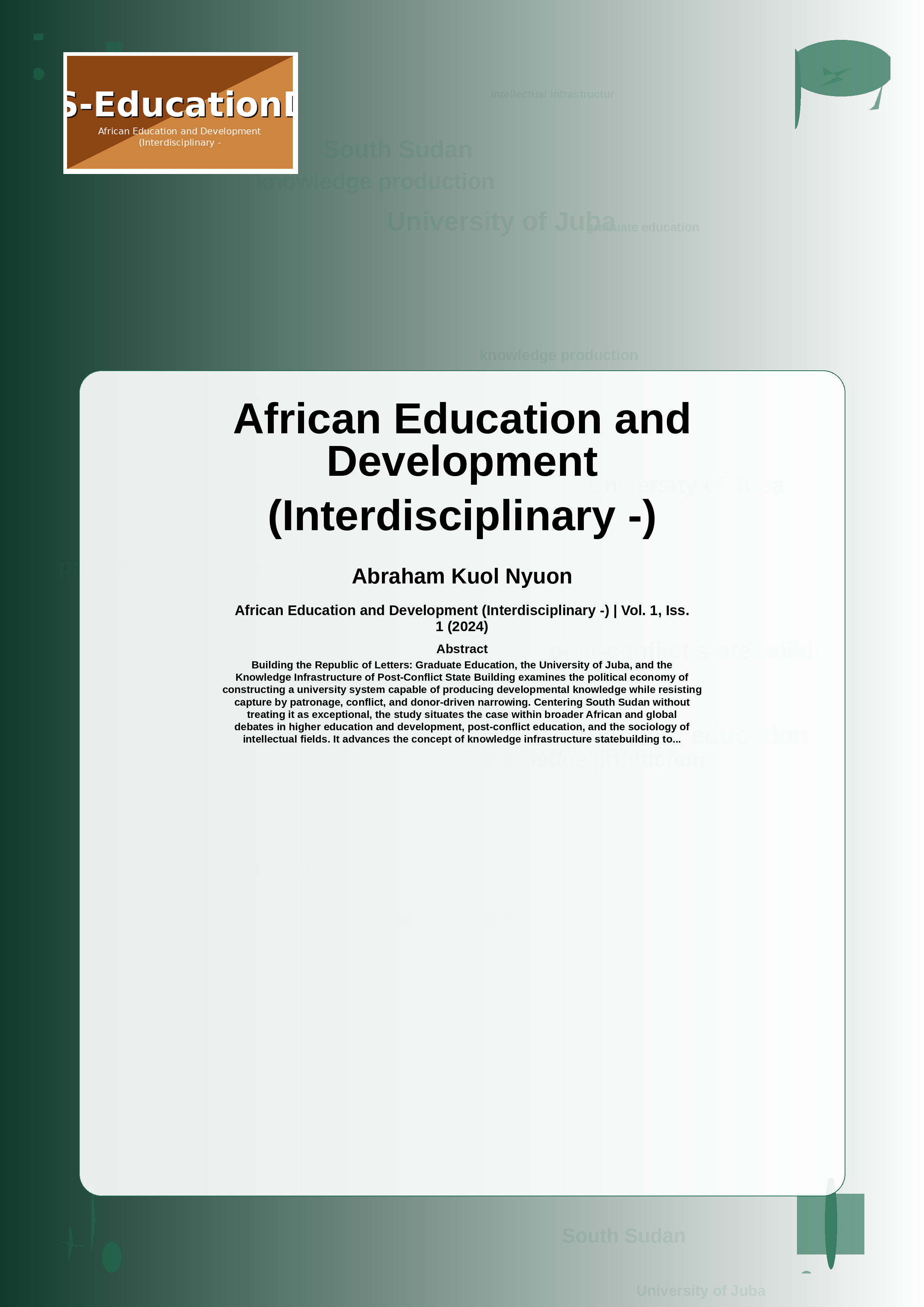 Cover image for: African Education and Development (Interdisciplinary -)
