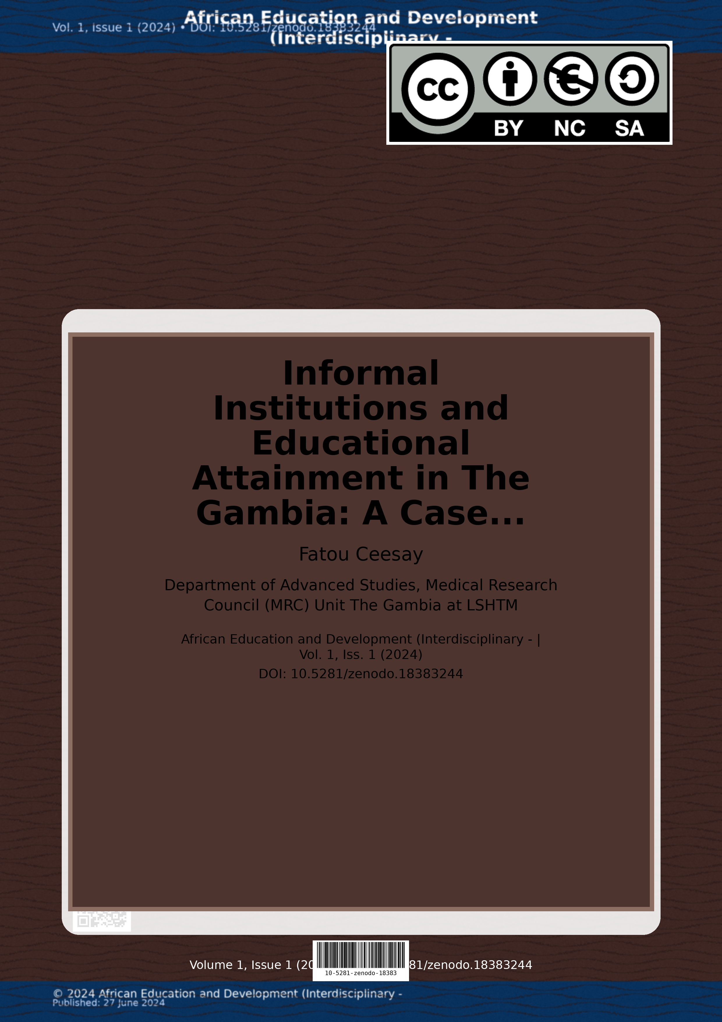 Cover image for: Informal Institutions and Educational Attainment in The Gamb