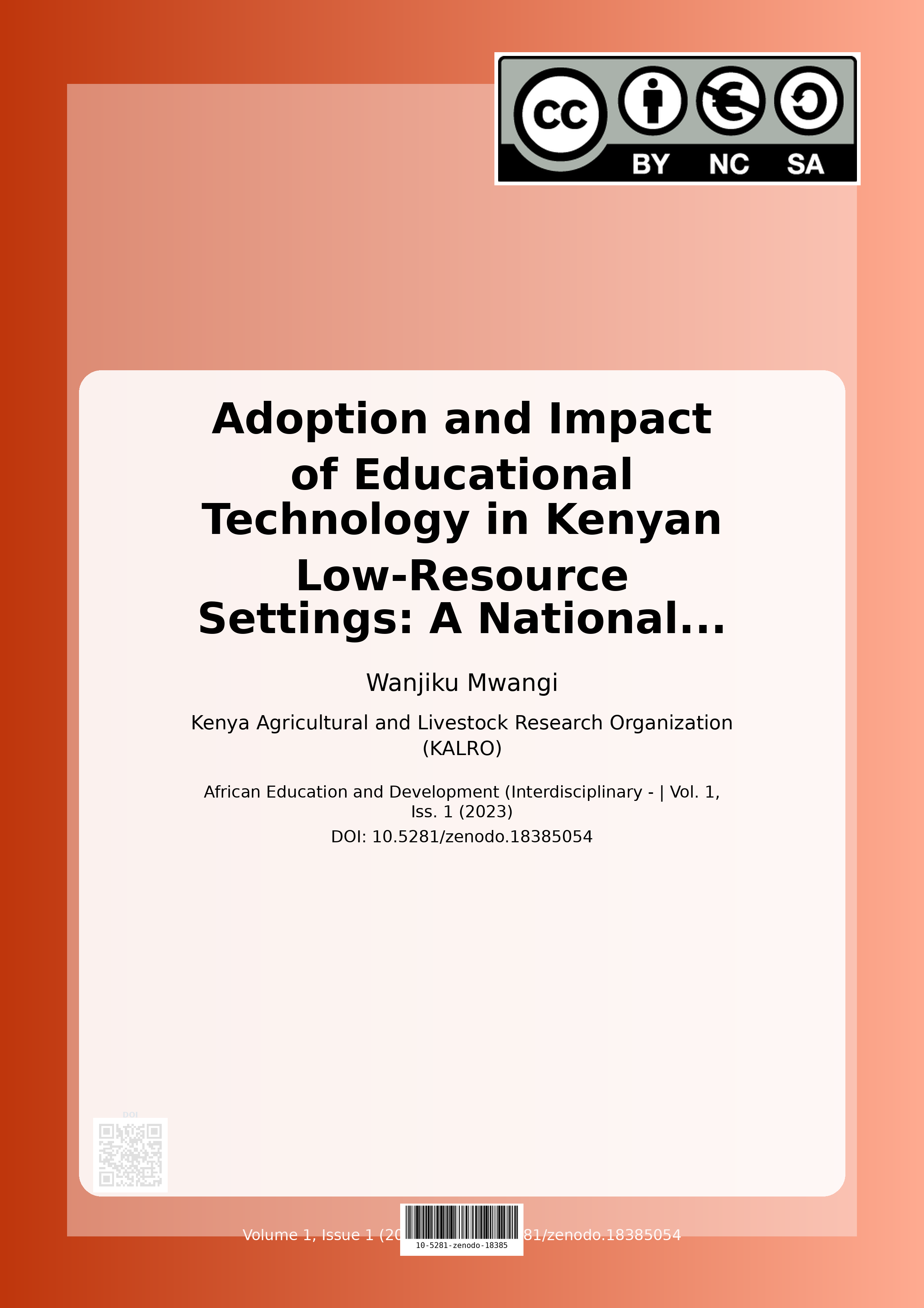 Cover image for: Adoption and Impact of Educational Technology in Kenyan Low-