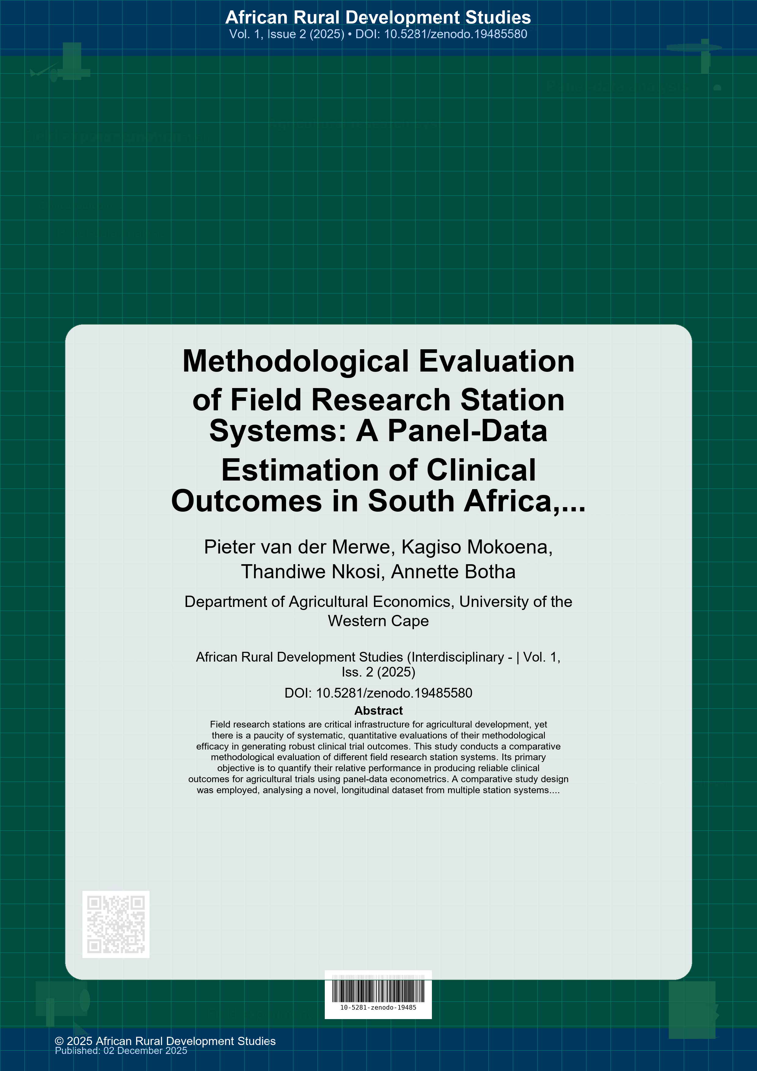 Cover image for: Methodological Evaluation of Field Research Station Systems: A Panel-Data Estimation of Clinical Outcomes in South Africa, 2021–2026