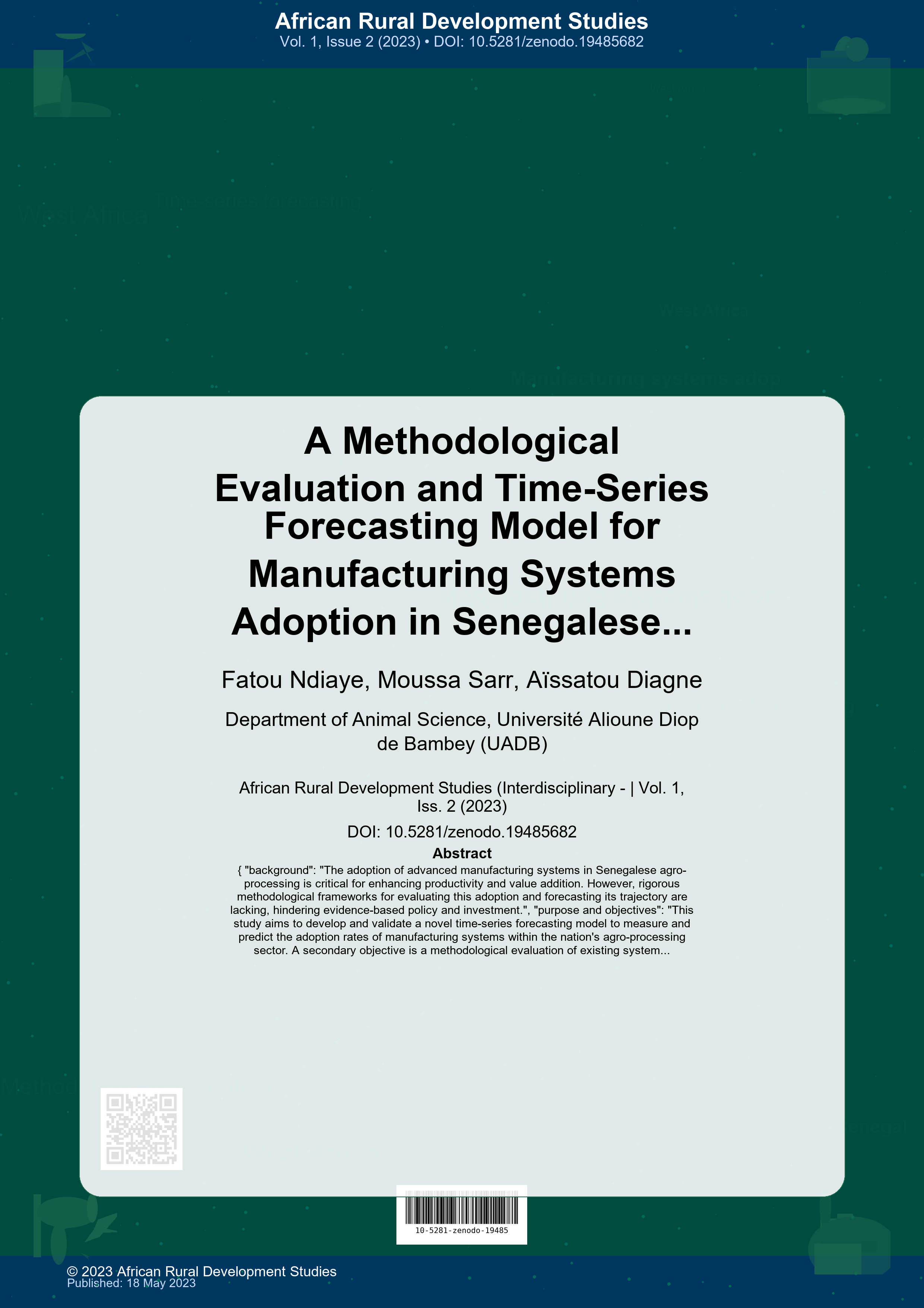 Cover image for: A Methodological Evaluation and Time-Series Forecasting Model for Manufacturing Systems Adoption in Senegalese Agro-Processing