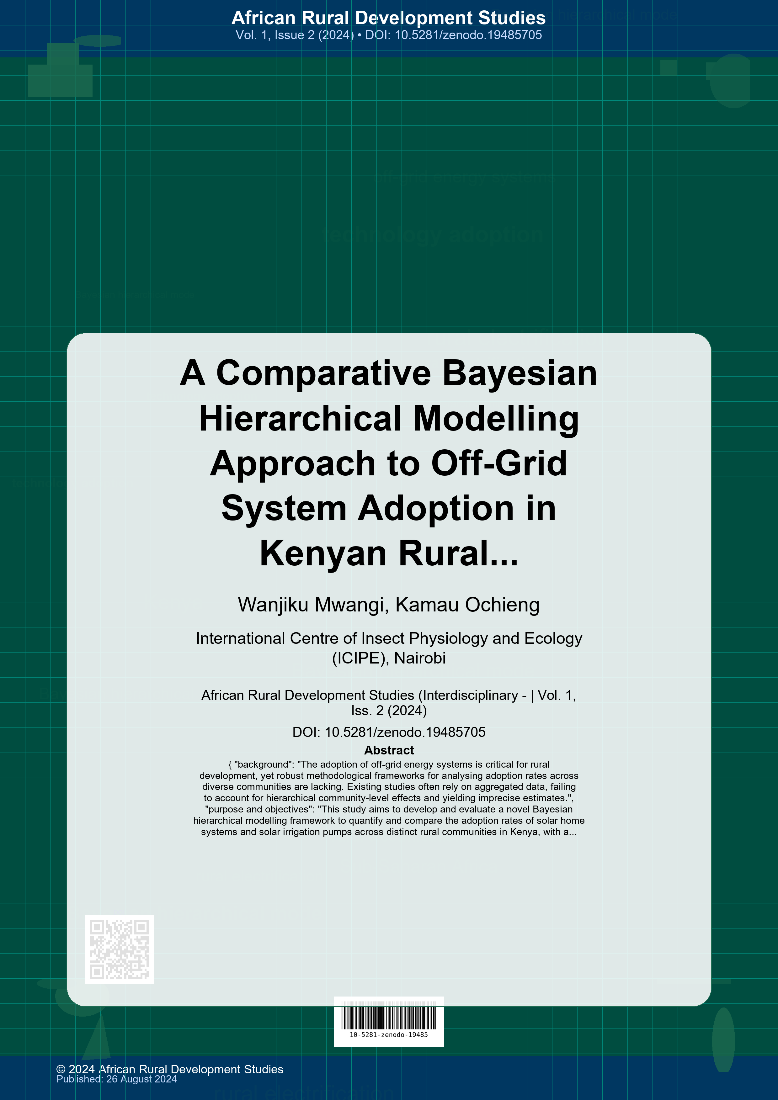 Cover image for: A Comparative Bayesian Hierarchical Modelling Approach to Off-Grid System Adoption in Kenyan Rural Communities