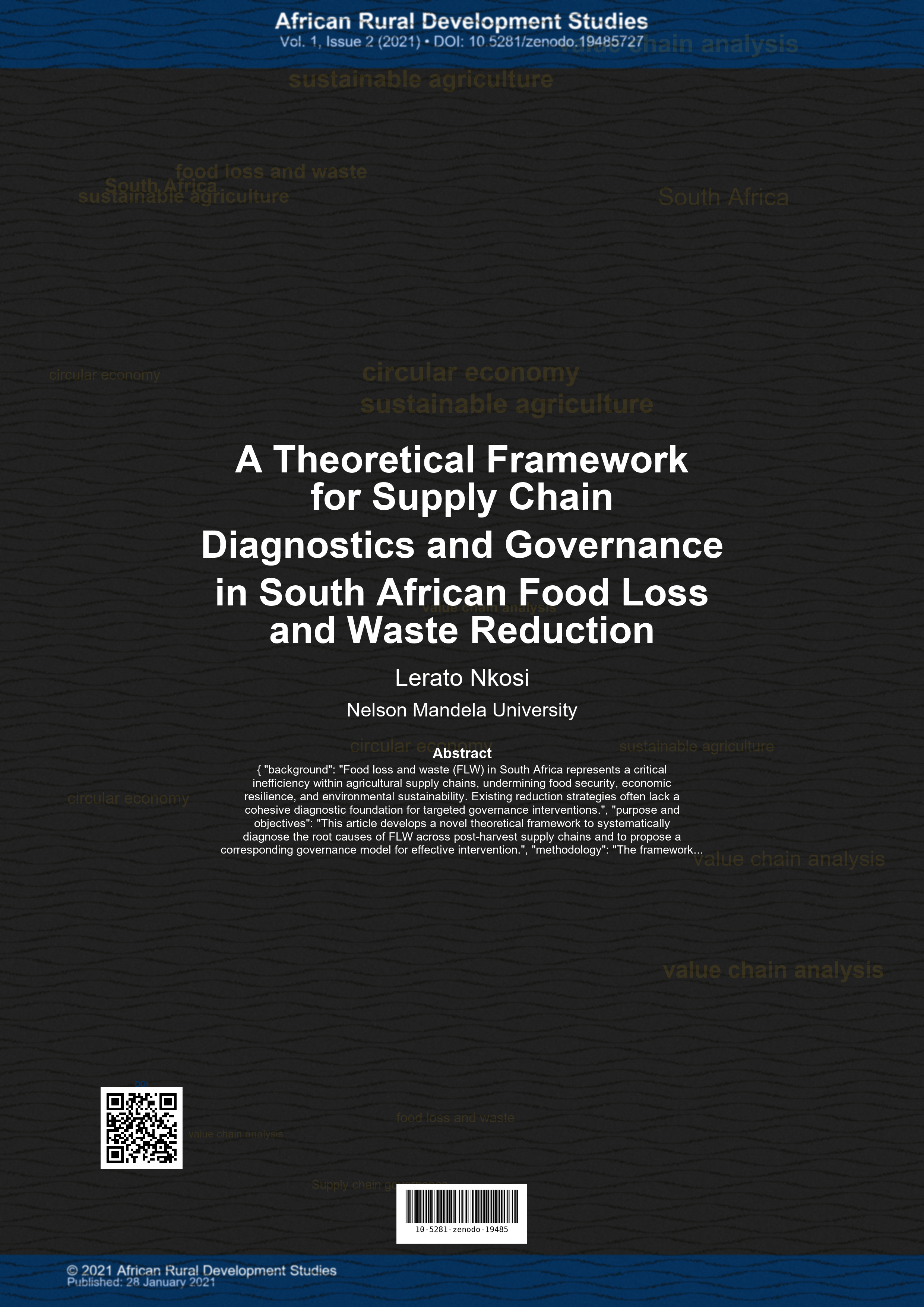 Cover image for: A Theoretical Framework for Supply Chain Diagnostics and Governance in South African Food Loss and Waste Reduction