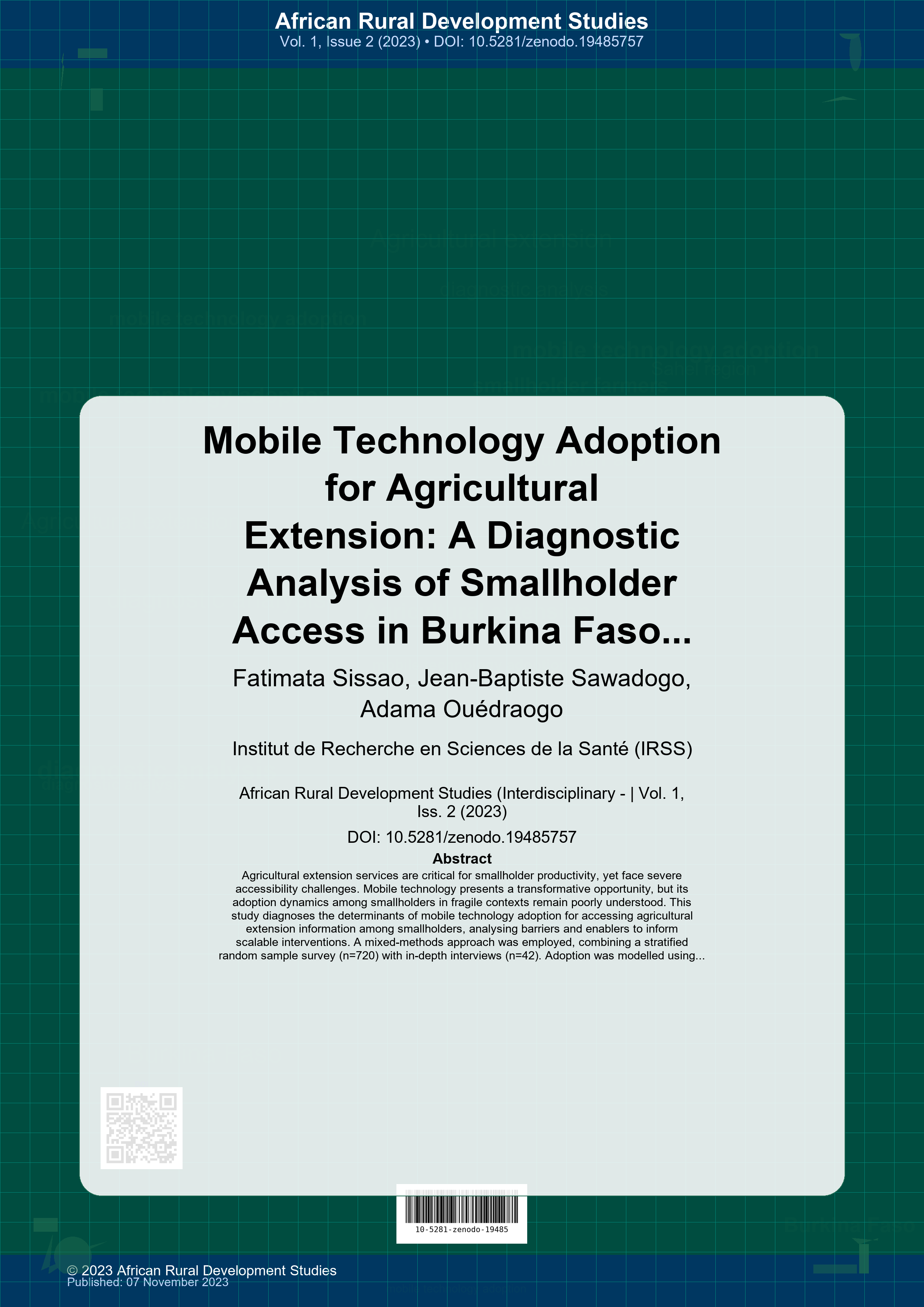 Cover image for: Mobile Technology Adoption for Agricultural Extension: A Diagnostic Analysis of Smallholder Access in Burkina Faso (2021–2026)