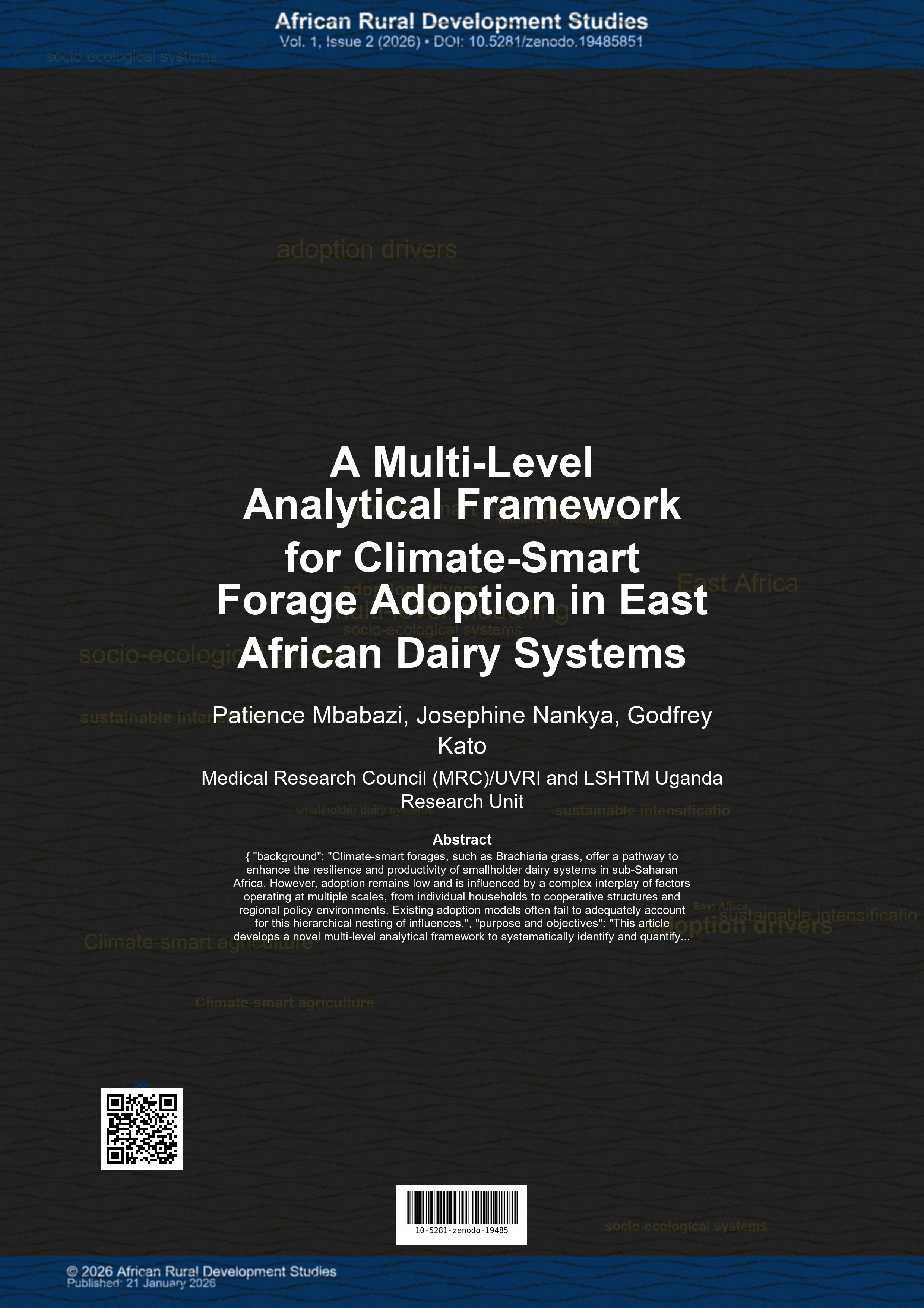 Cover image for: A Multi-Level Analytical Framework for Climate-Smart Forage Adoption in East African Dairy Systems