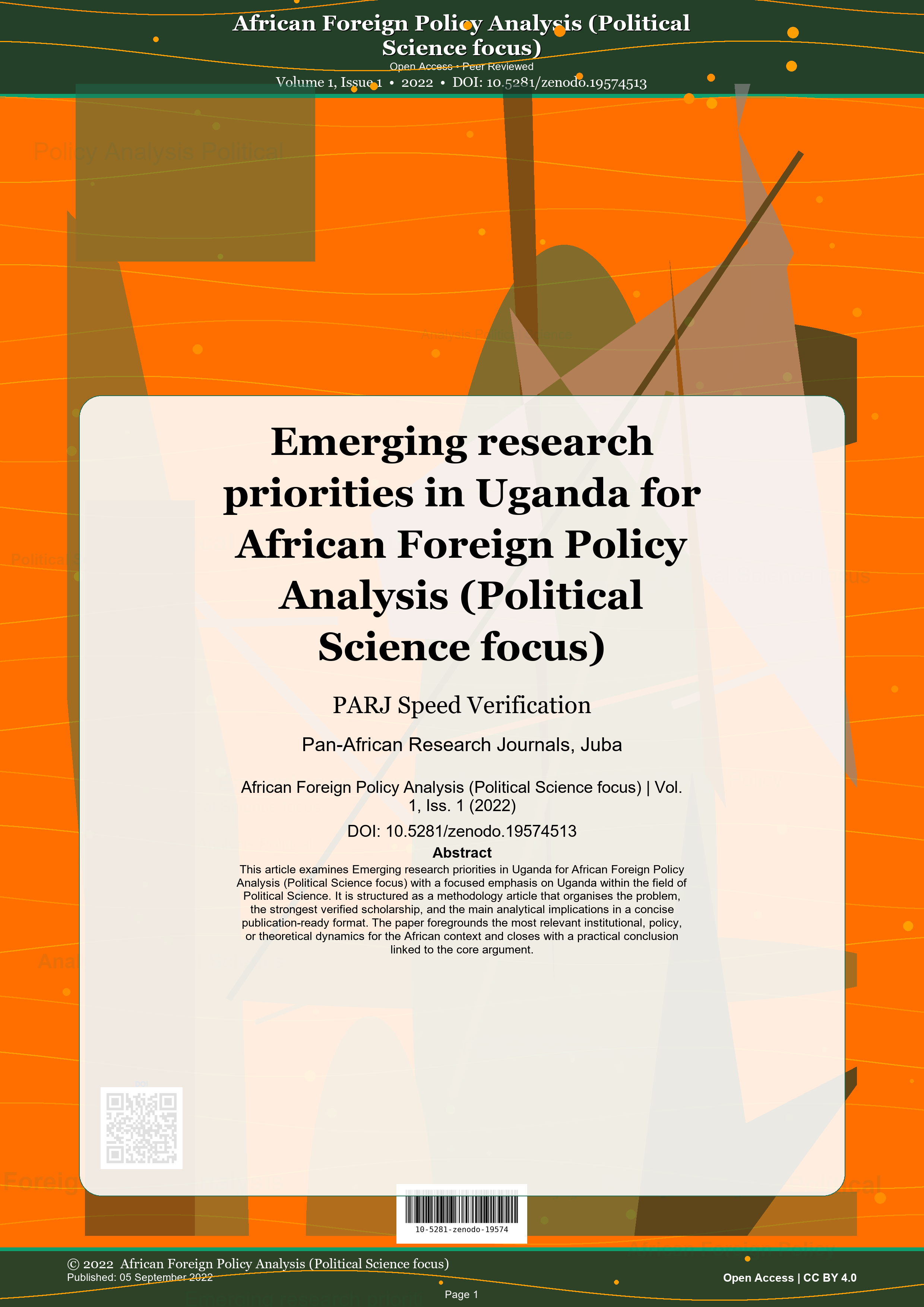 Cover image for: Emerging research priorities in Uganda for African Foreign Policy Analysis (Political Science focus)