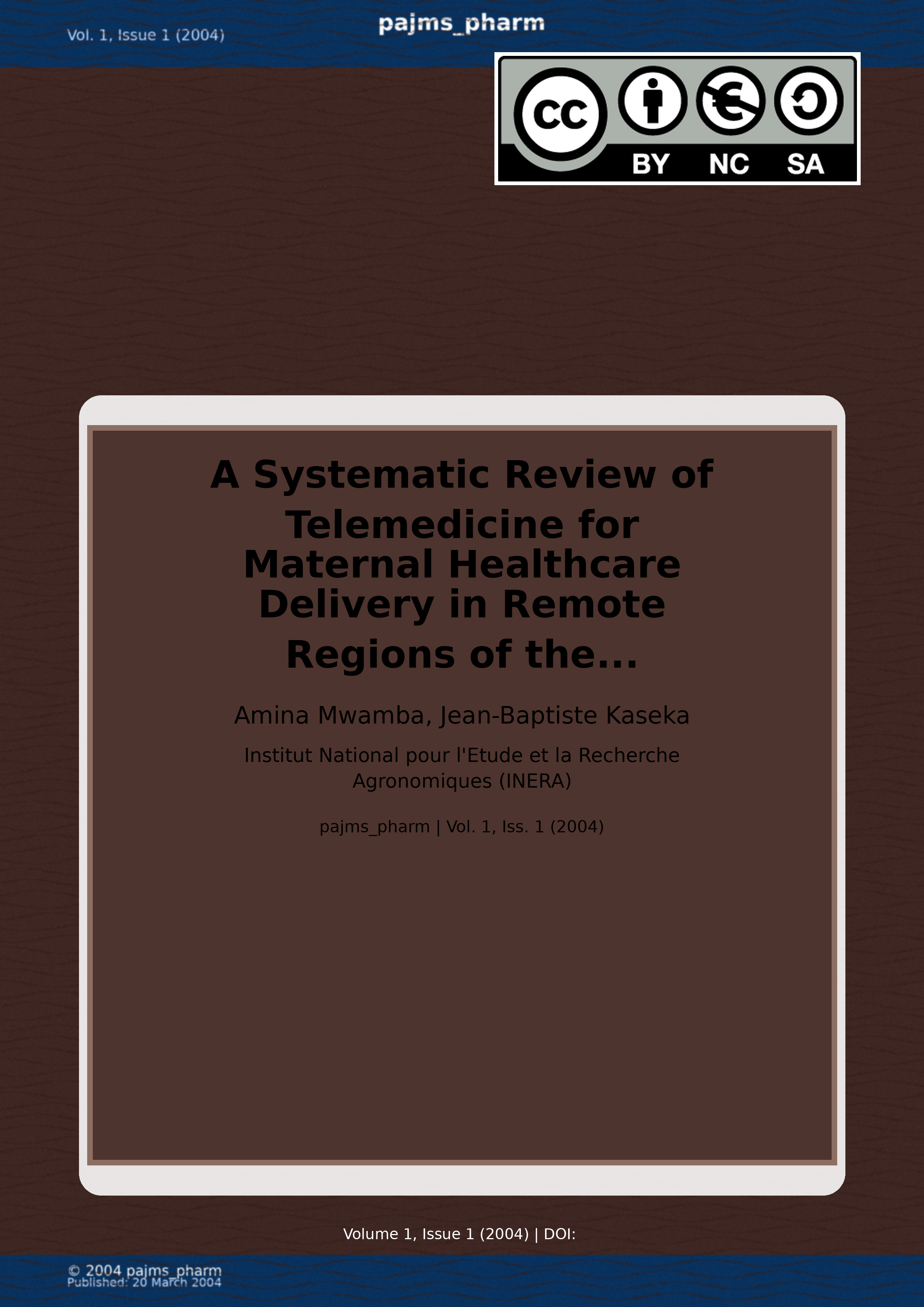 Cover image for: A Systematic Review of Telemedicine for Maternal Healthcare 