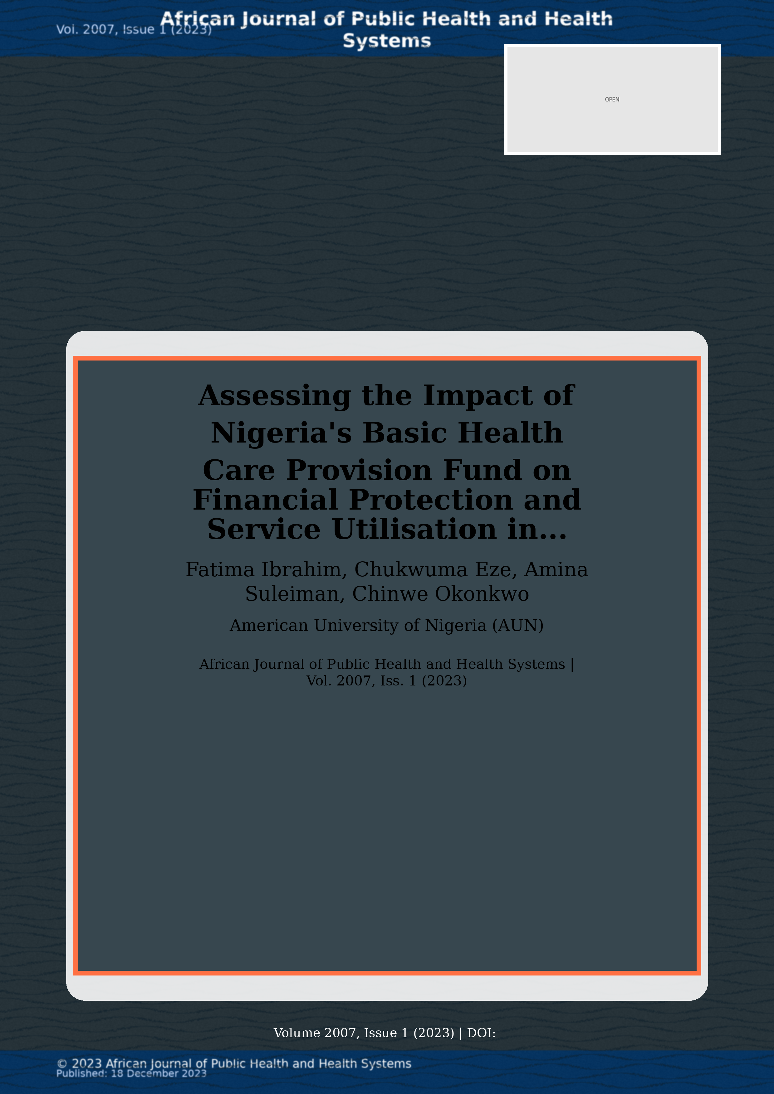 Cover image for: Assessing the Impact of Nigeria's Basic Health Care Provisio