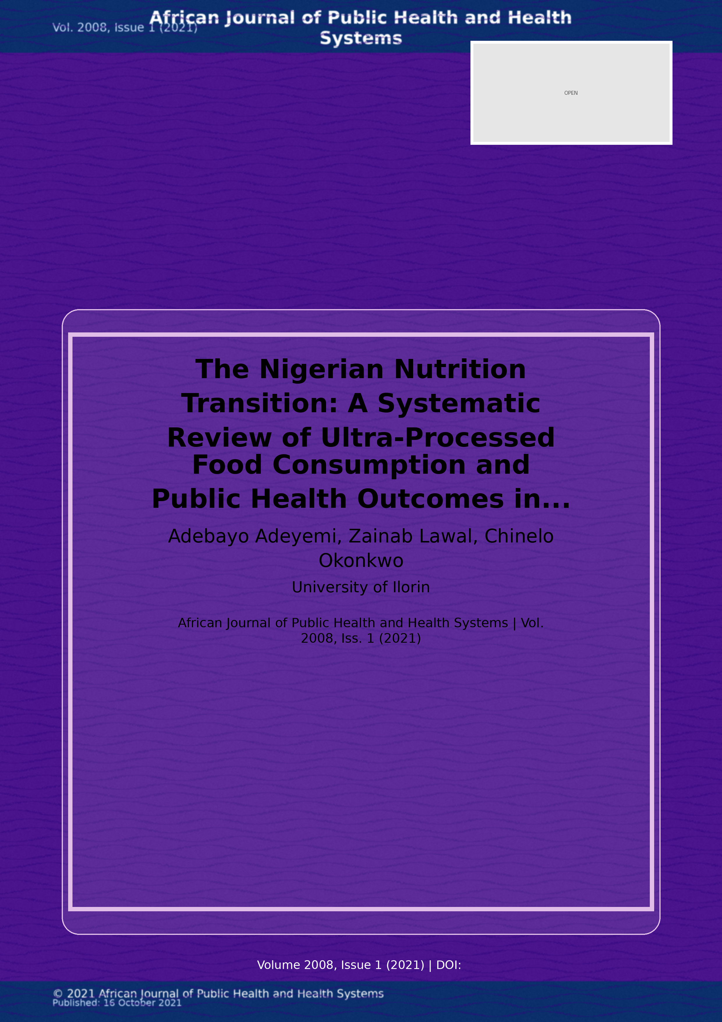 Cover image for: The Nigerian Nutrition Transition