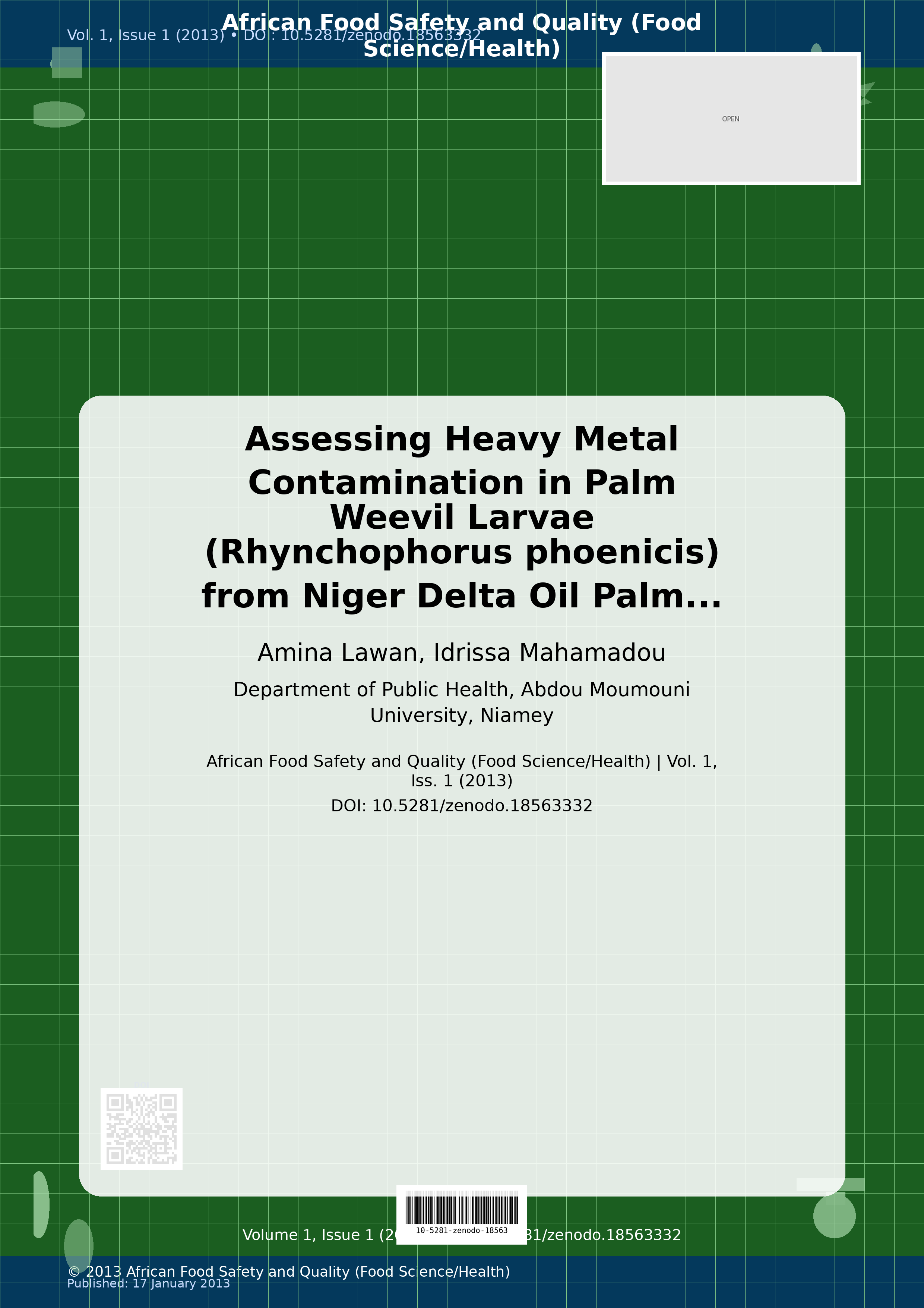 Cover image for: Assessing Heavy Metal Contamination in Palm Weevil Larvae (R