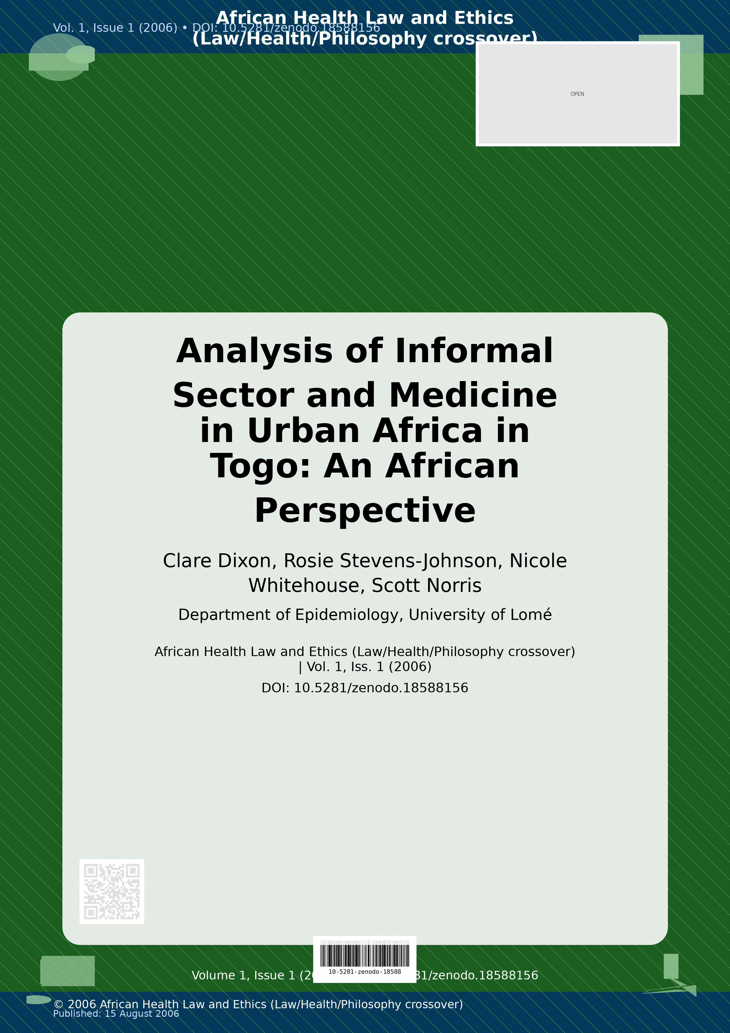 Cover image for: Analysis of Informal Sector and Medicine in Urban Africa in 