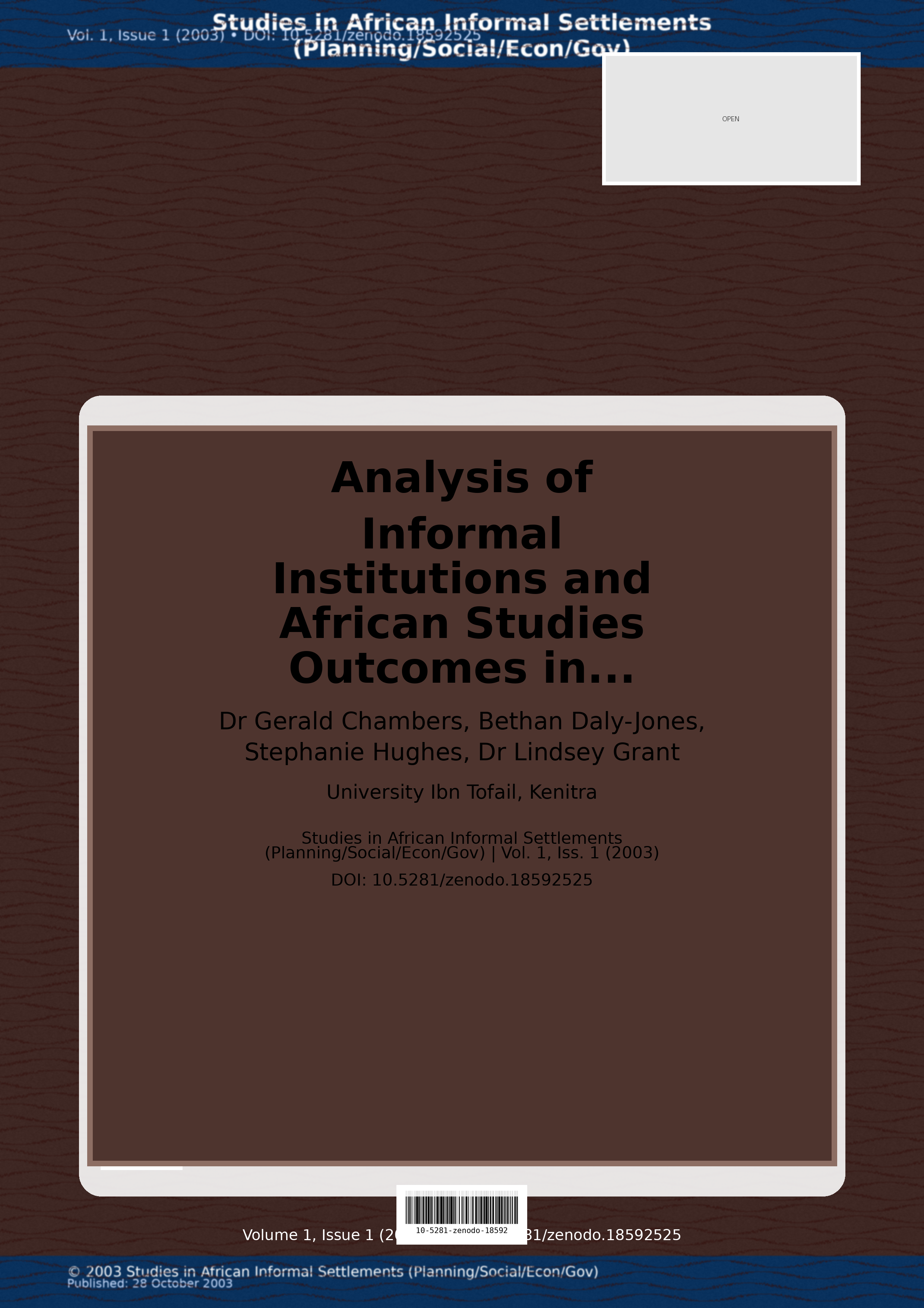 Cover image for: Analysis of Informal Institutions and African Studies Outcom