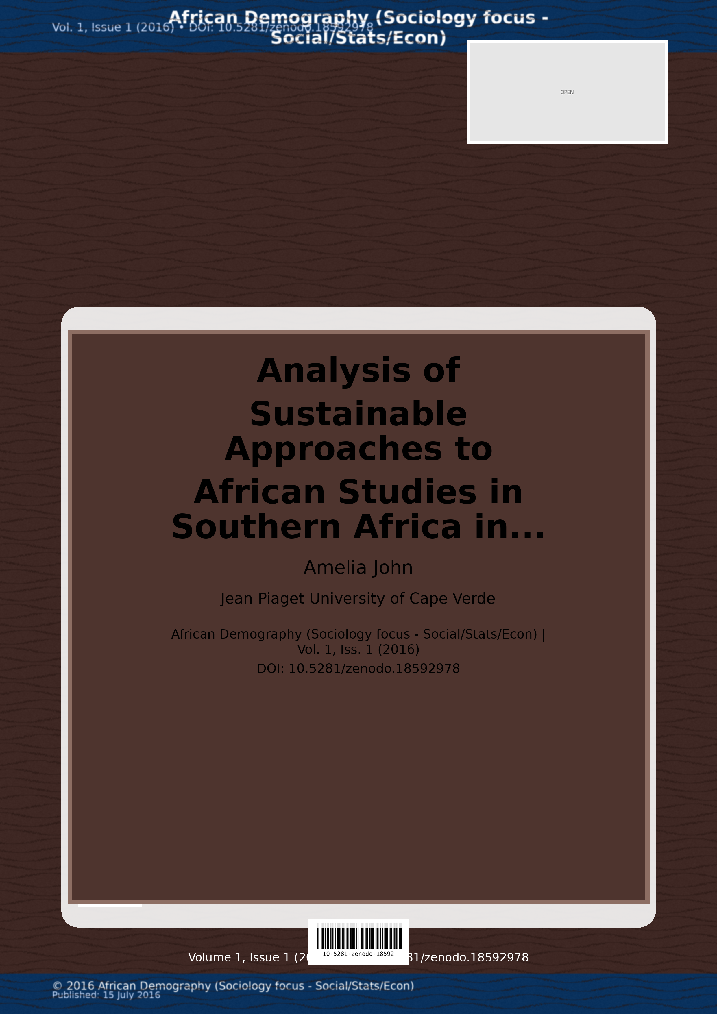 Cover image for: Analysis of Sustainable Approaches to African Studies in Sou