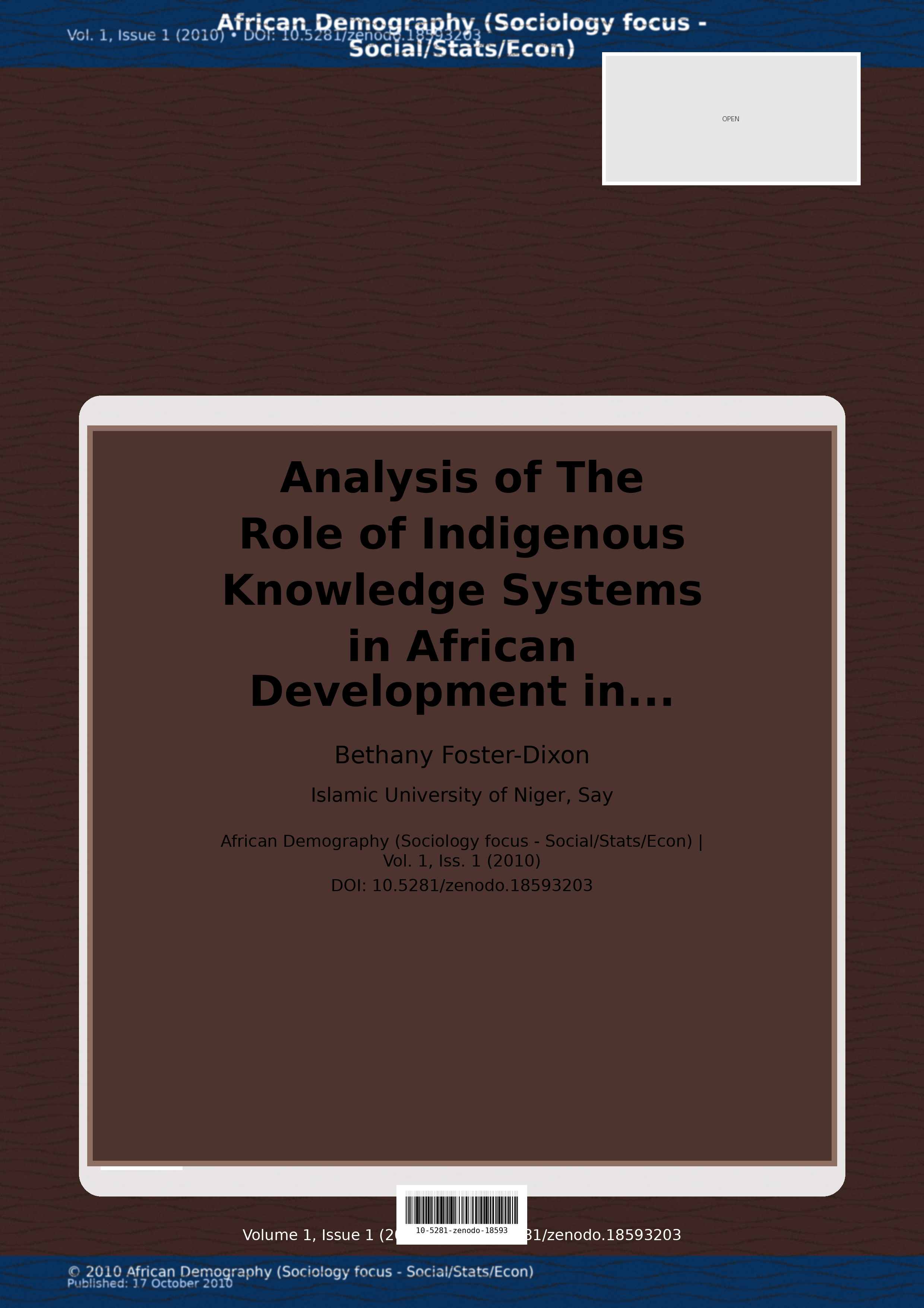 Cover image for: Analysis of The Role of Indigenous Knowledge Systems in Afri