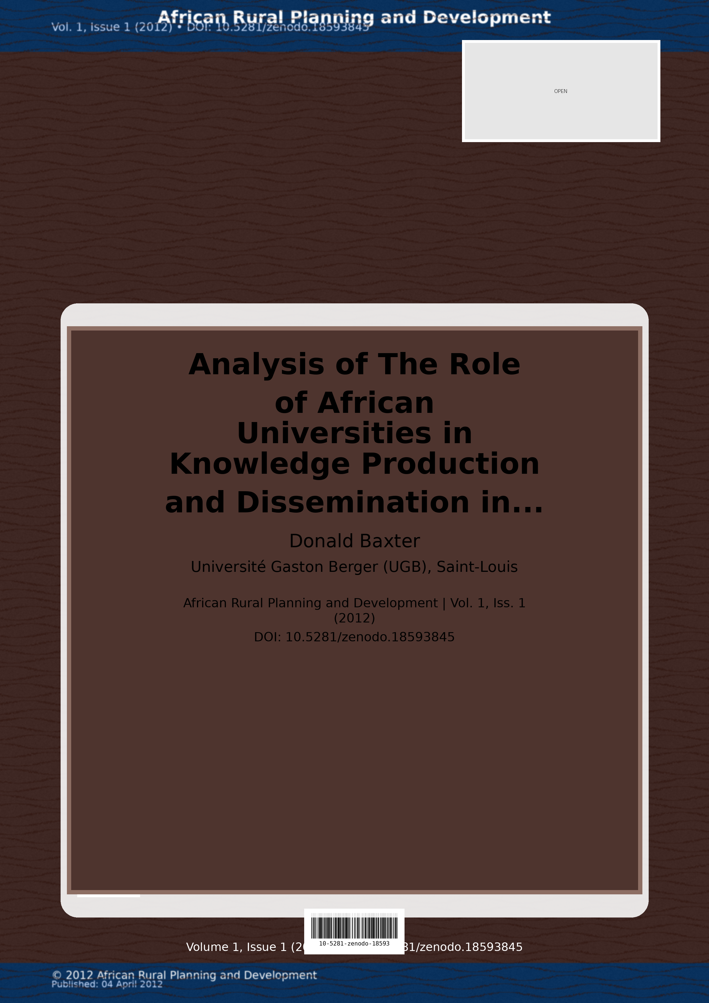 Cover image for: Analysis of The Role of African Universities in Knowledge Pr