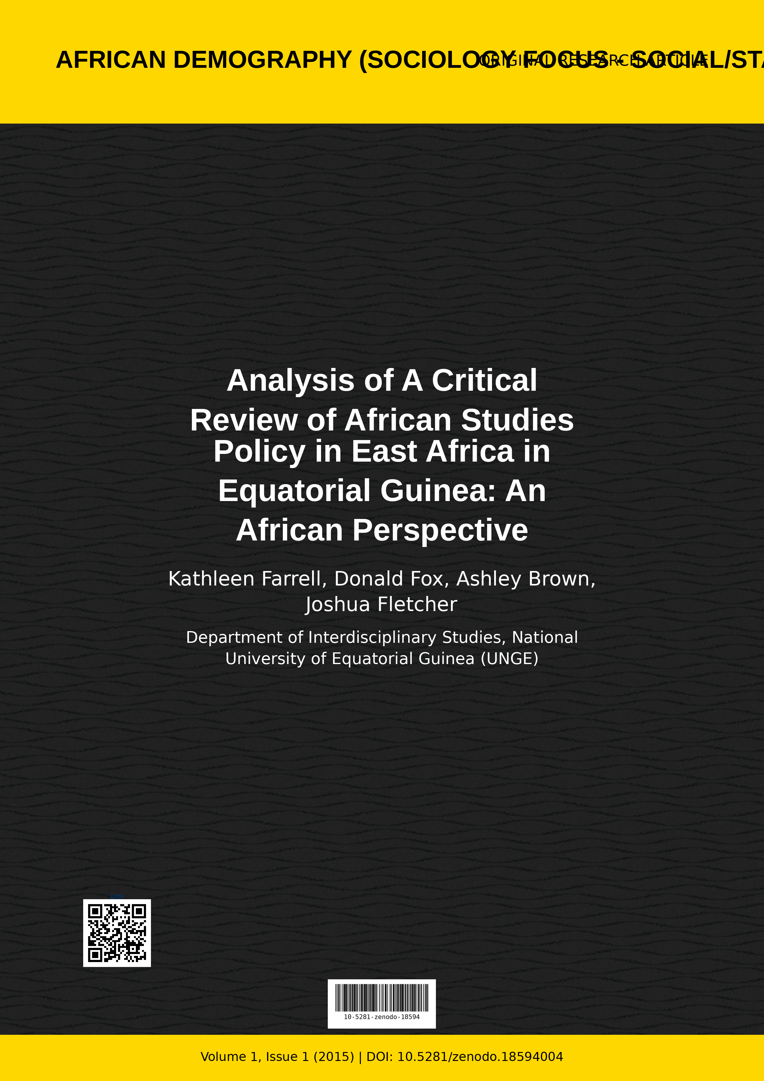 Cover image for: Analysis of A Critical Review of African Studies Policy in E