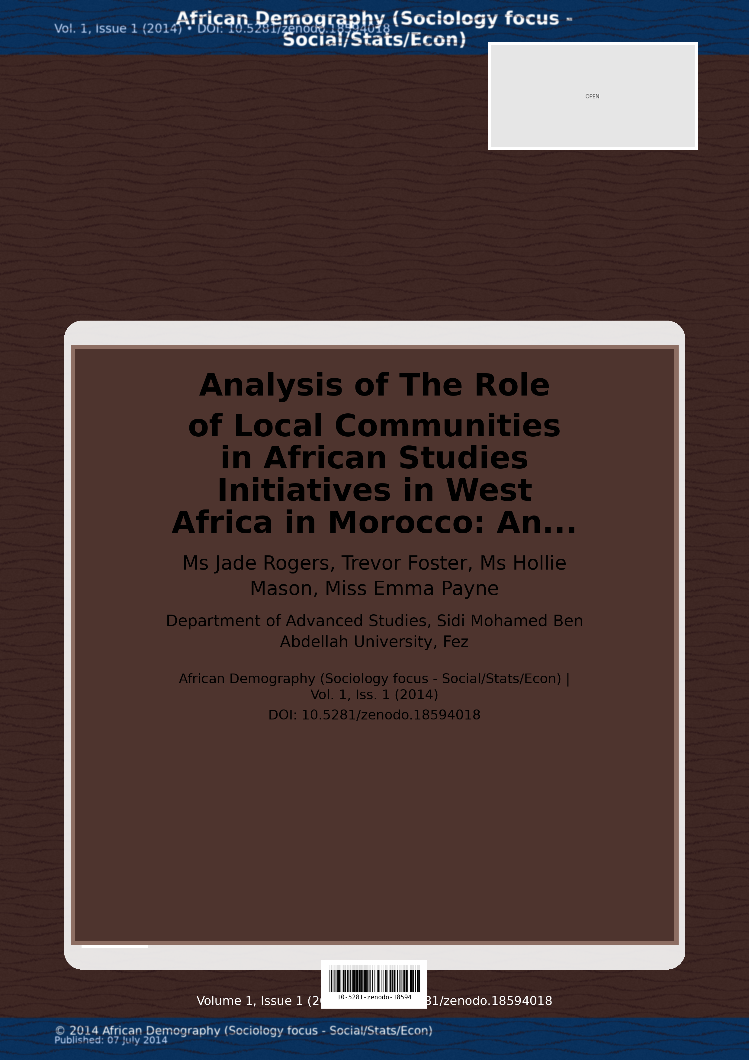 Cover image for: Analysis of The Role of Local Communities in African Studies