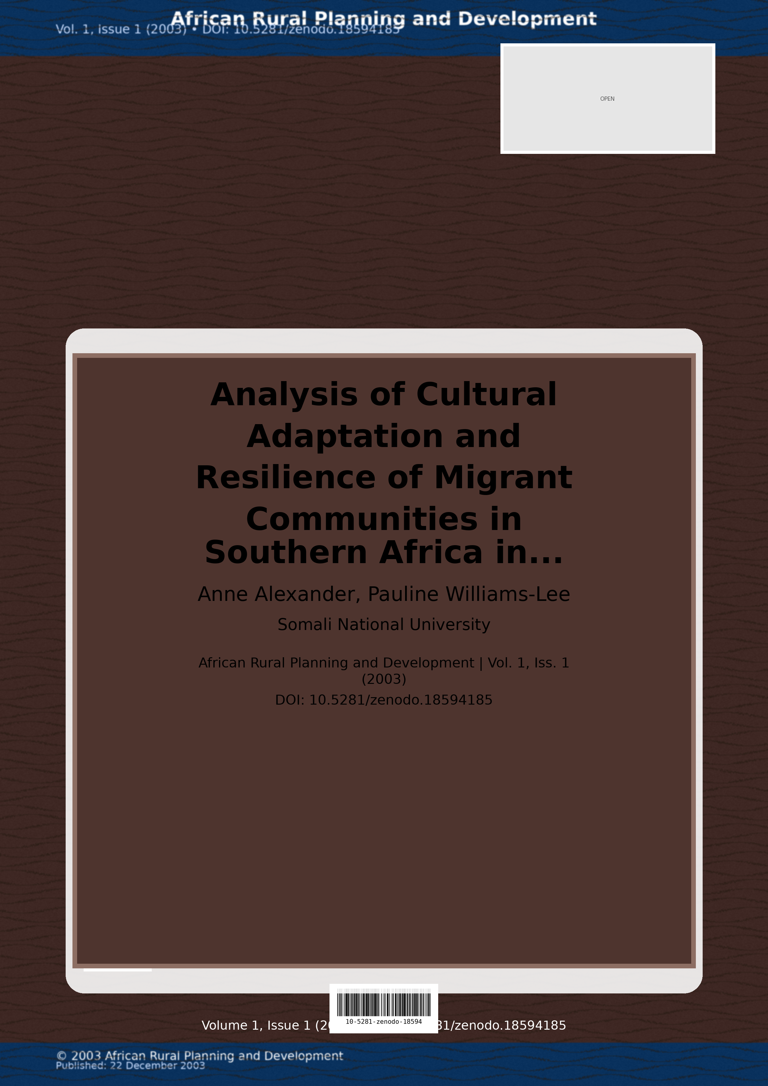 Cover image for: Analysis of Cultural Adaptation and Resilience of Migrant Co