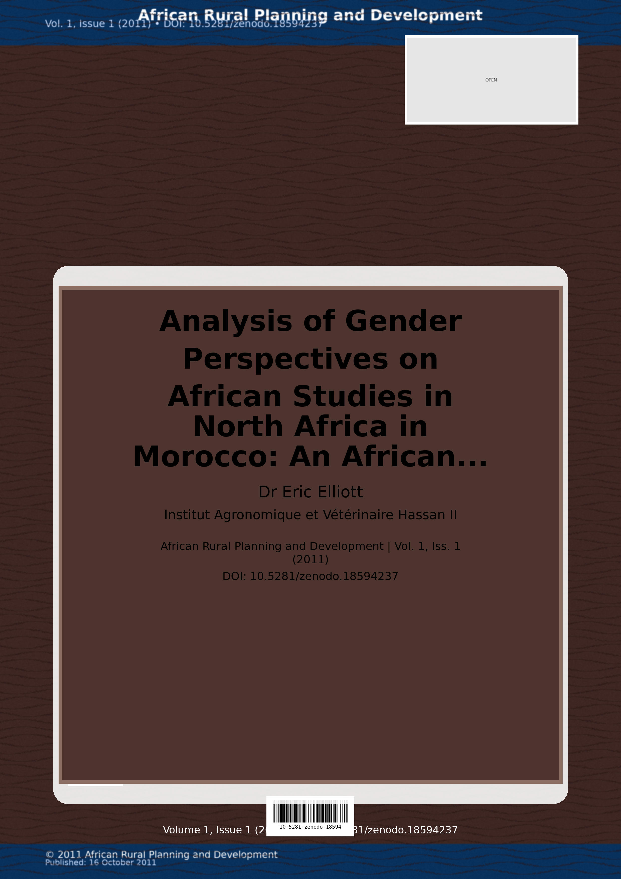 Cover image for: Analysis of Gender Perspectives on African Studies in North 