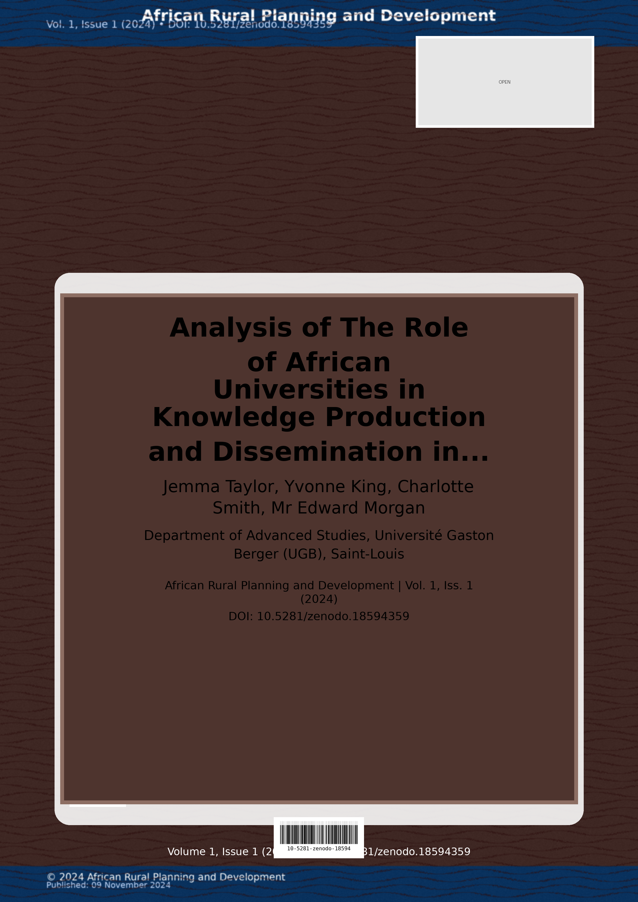 Cover image for: Analysis of The Role of African Universities in Knowledge Pr