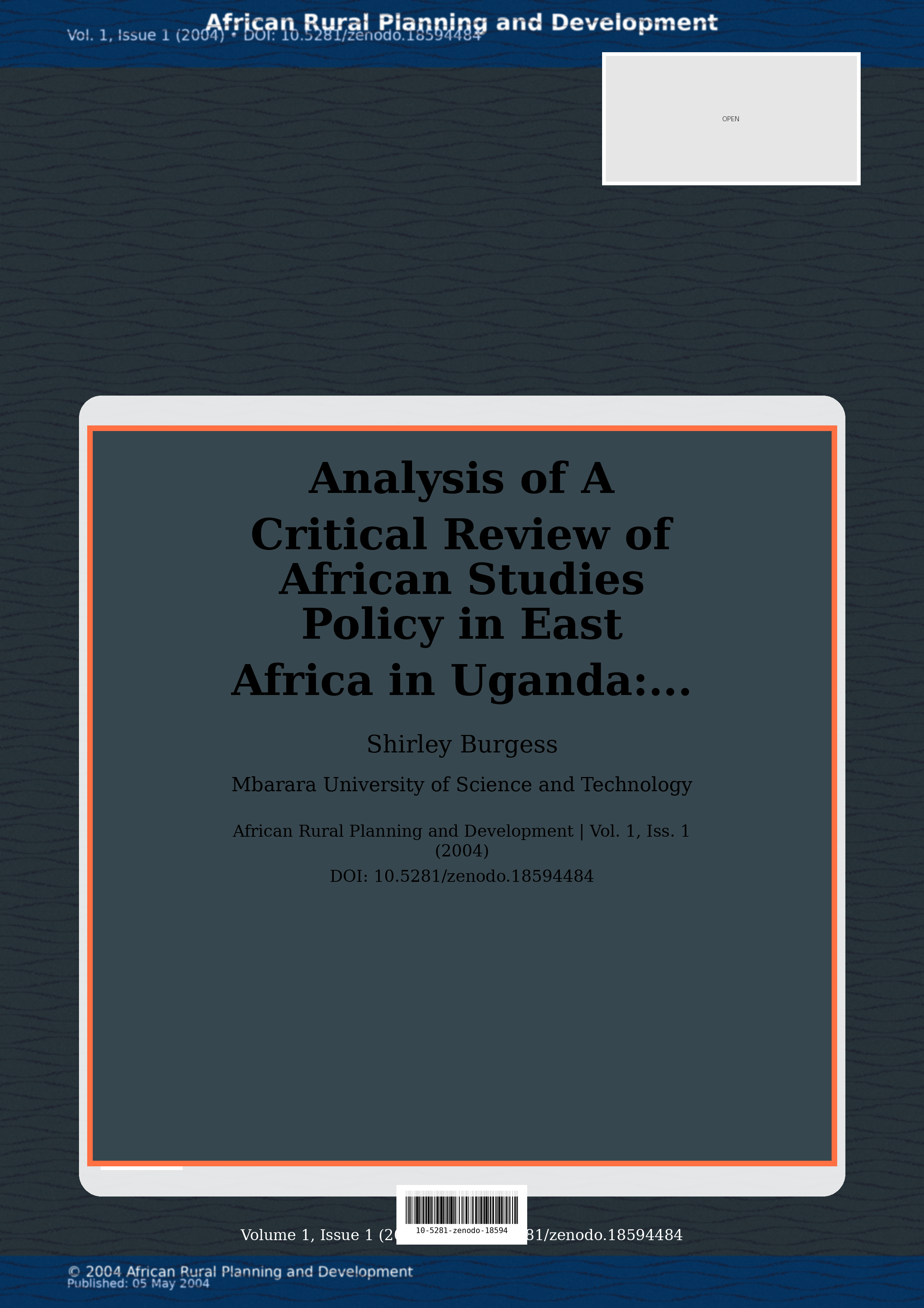 Cover image for: Analysis of A Critical Review of African Studies Policy in E