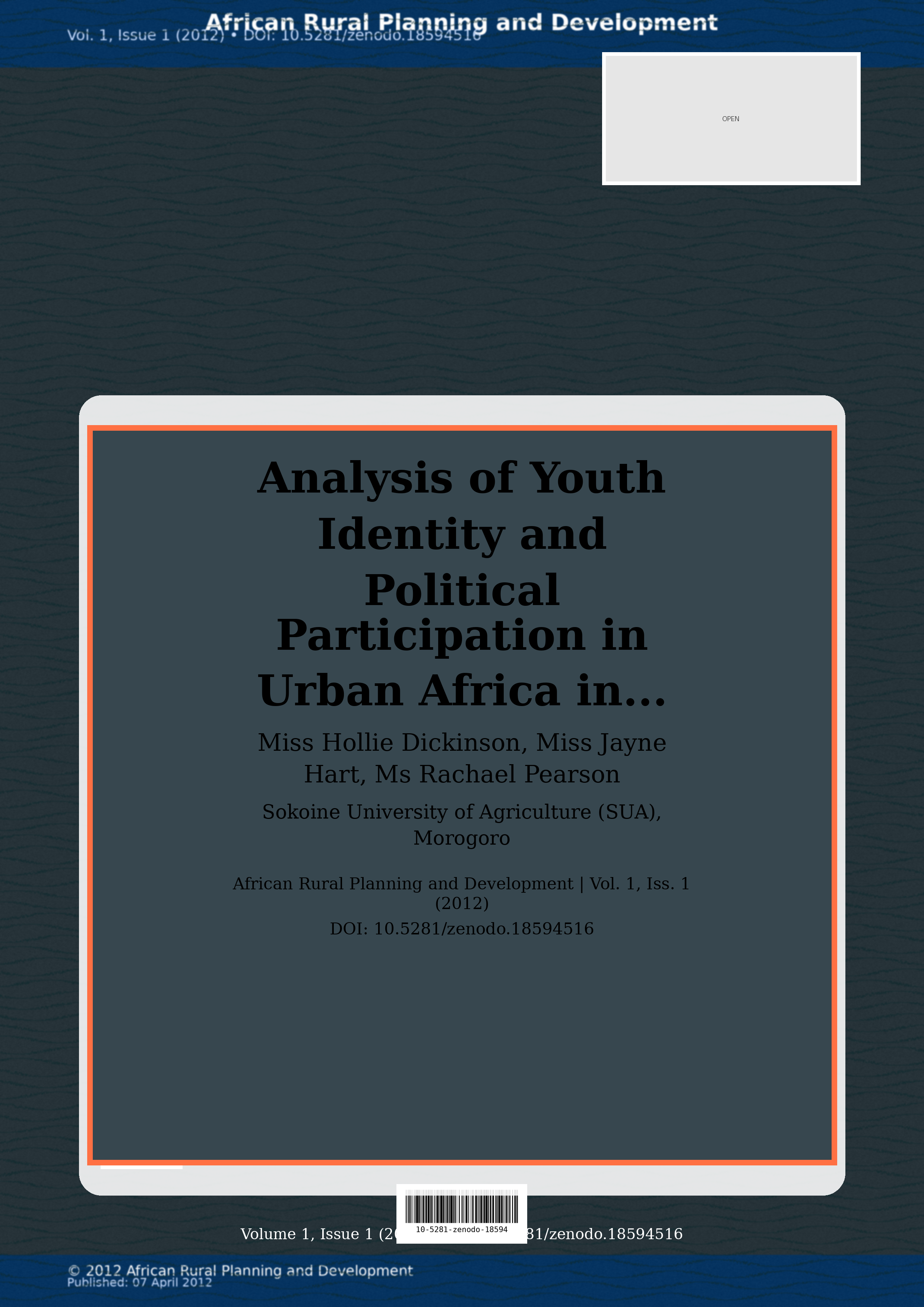Cover image for: Analysis of Youth Identity and Political Participation in Ur
