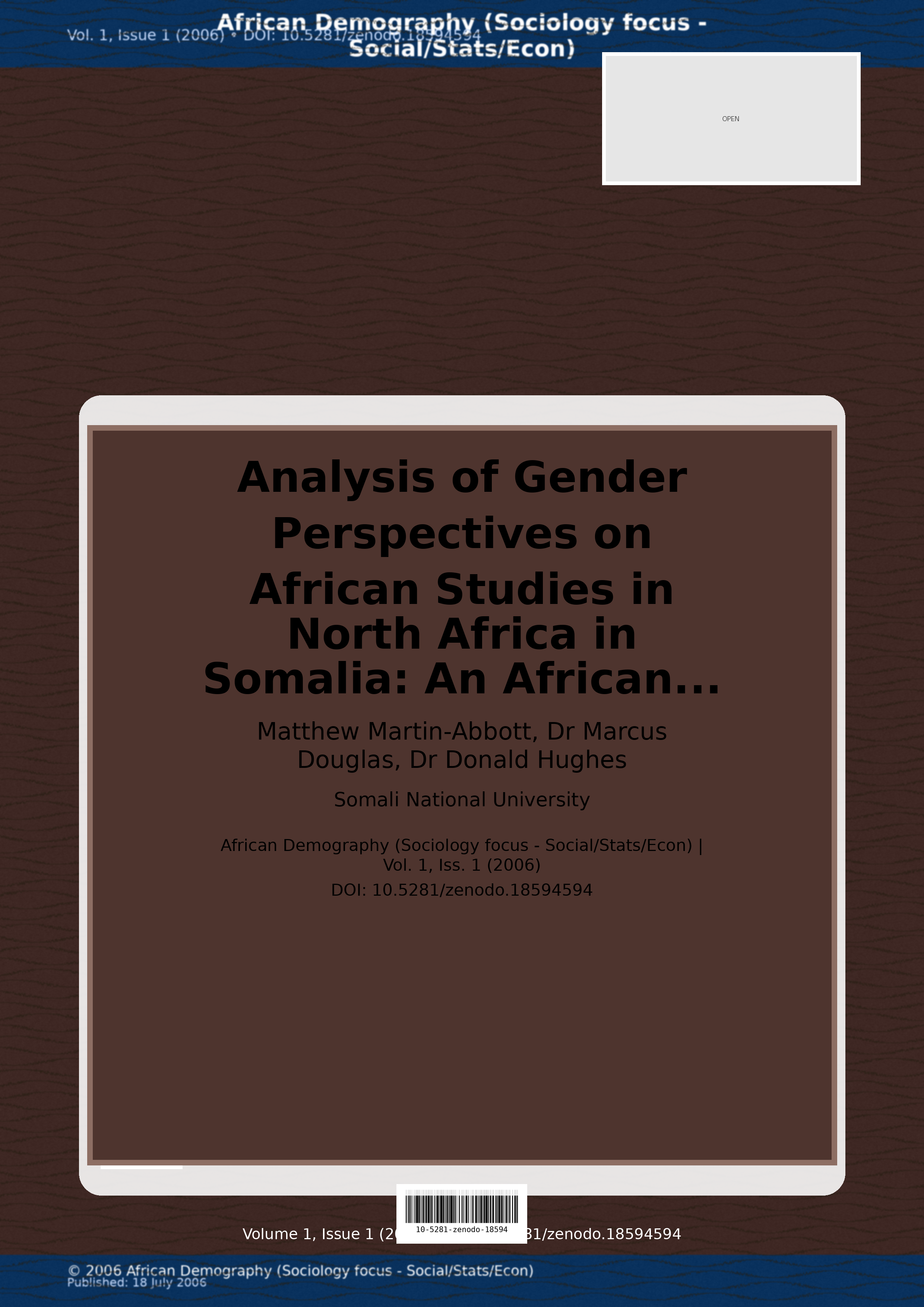 Cover image for: Analysis of Gender Perspectives on African Studies in North 