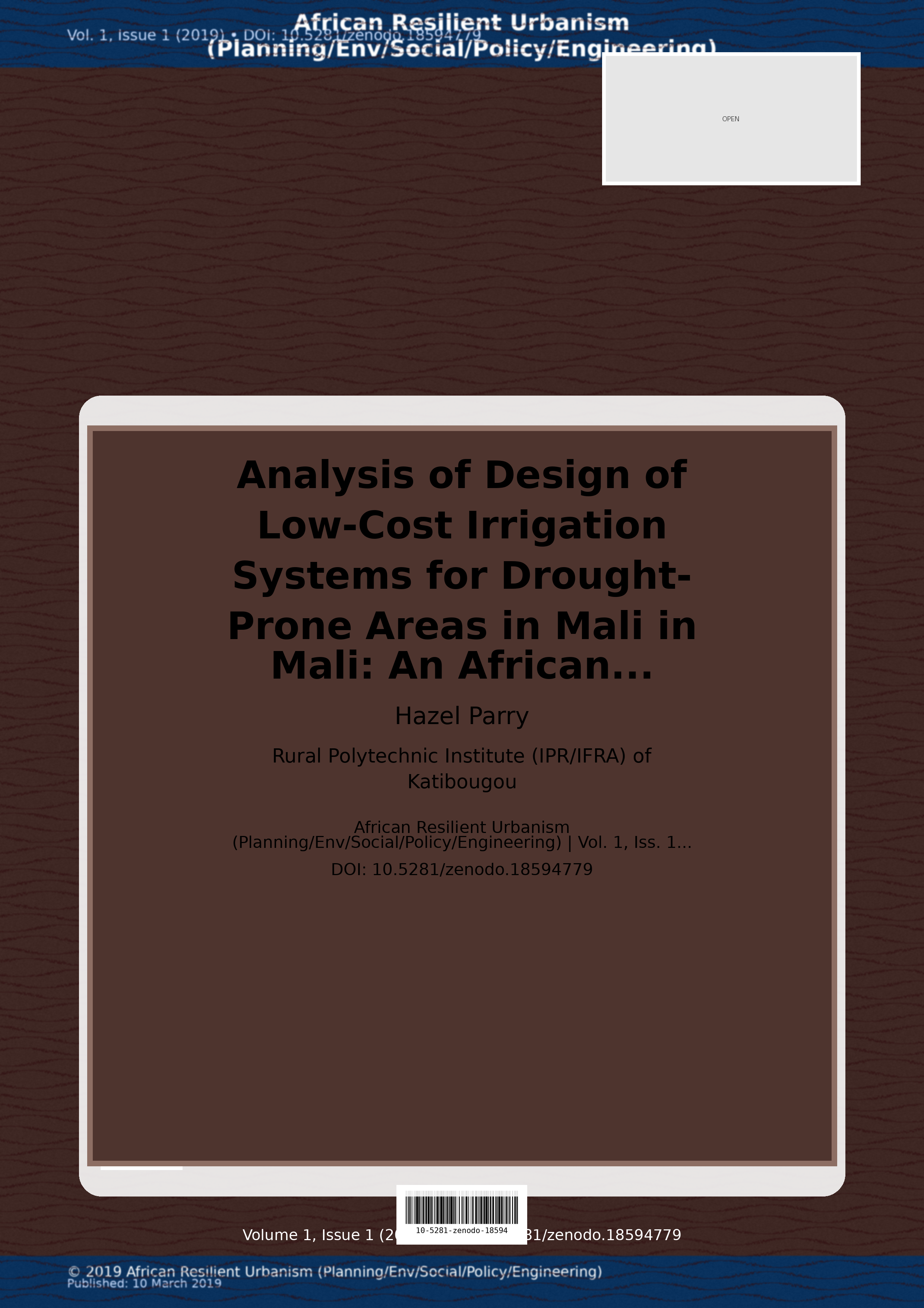 Cover image for: Analysis of Design of Low-Cost Irrigation Systems for Drough