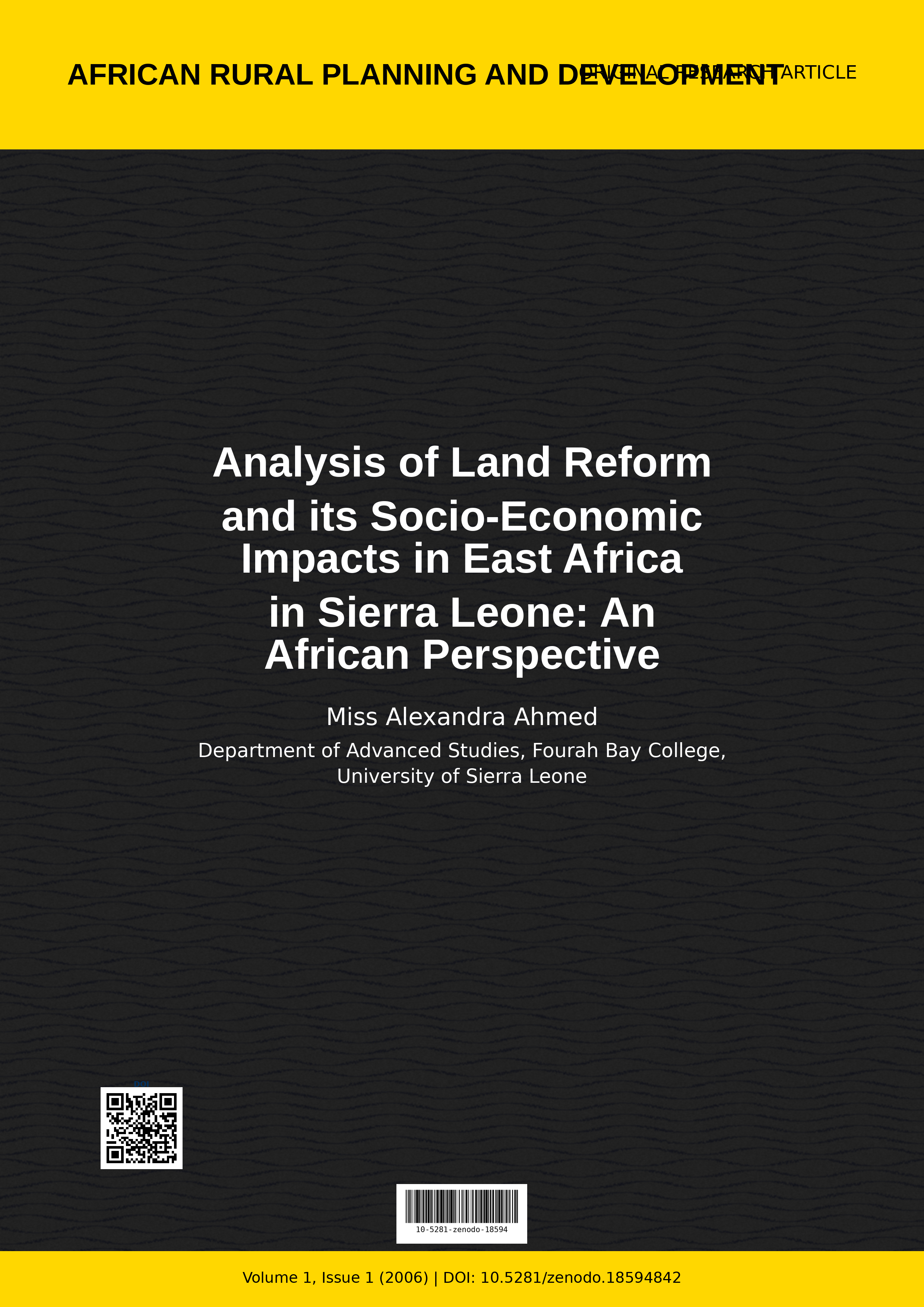 Cover image for: Analysis of Land Reform and its Socio-Economic Impacts in Ea