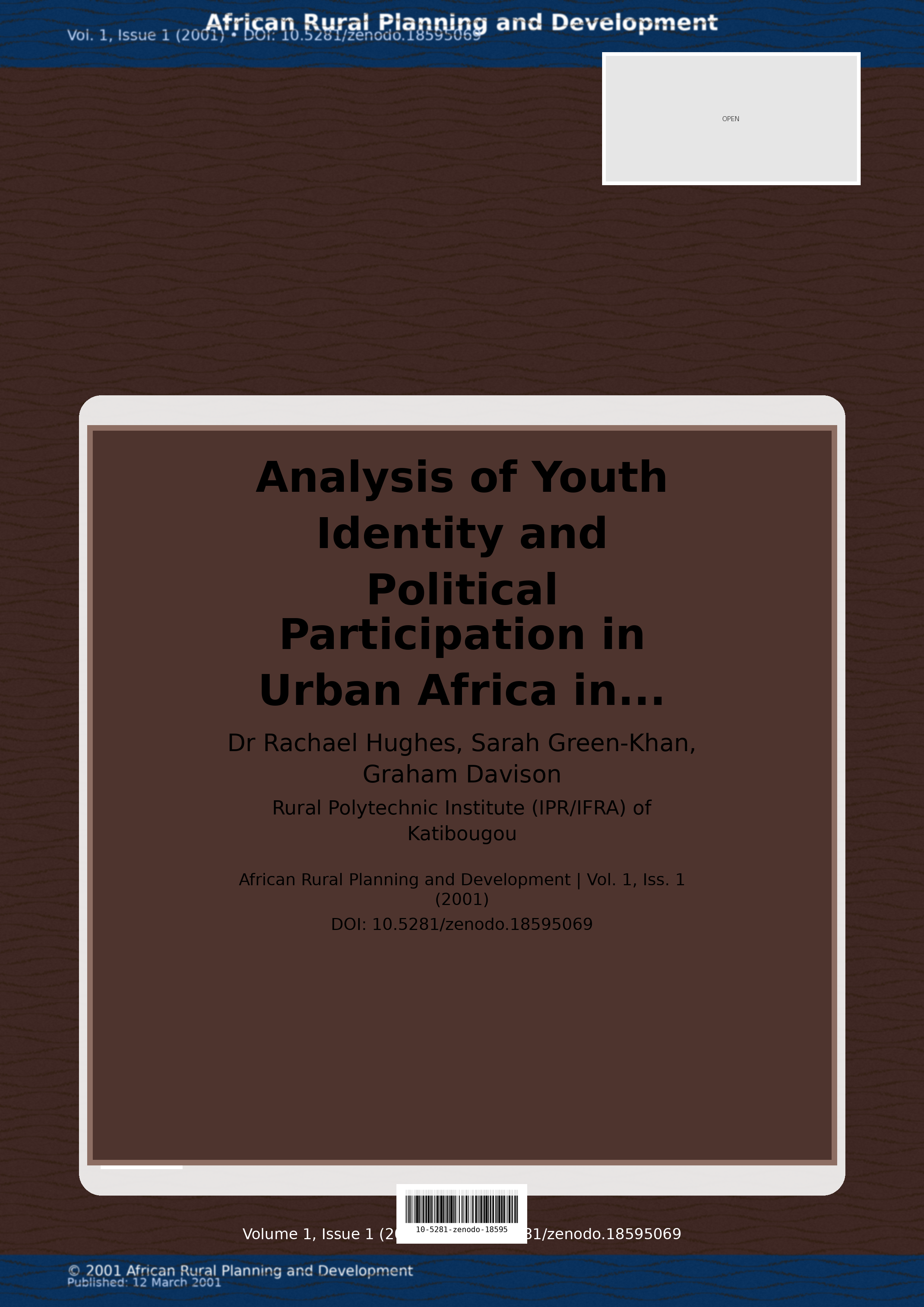 Cover image for: Analysis of Youth Identity and Political Participation in Ur