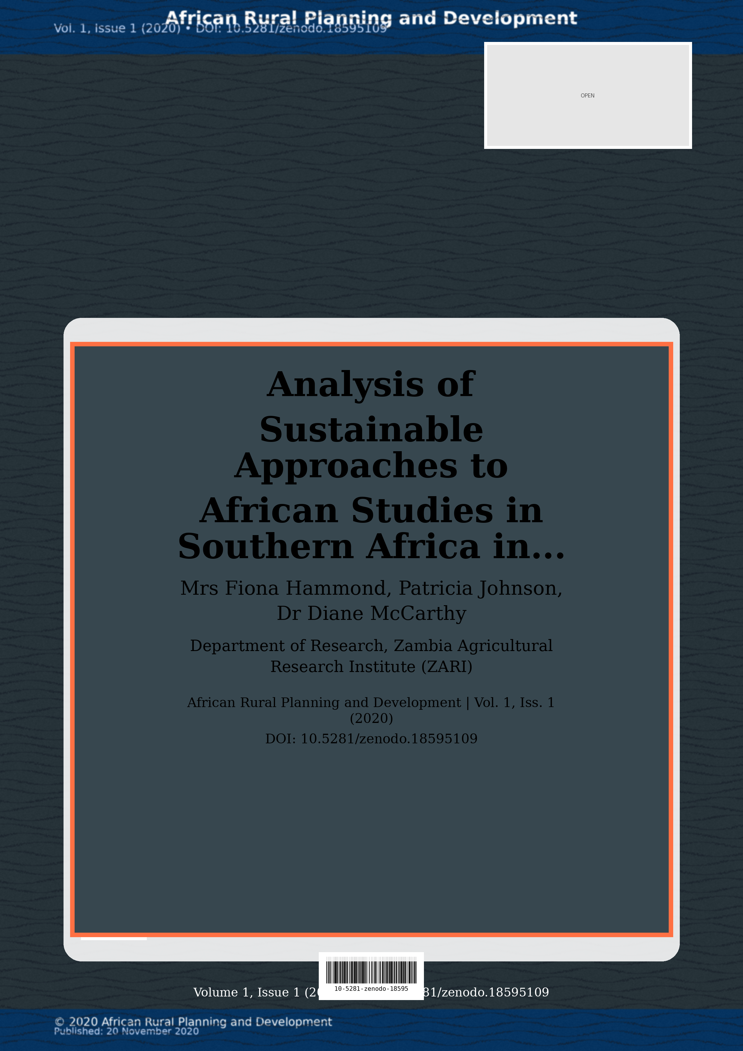 Cover image for: Analysis of Sustainable Approaches to African Studies in Sou