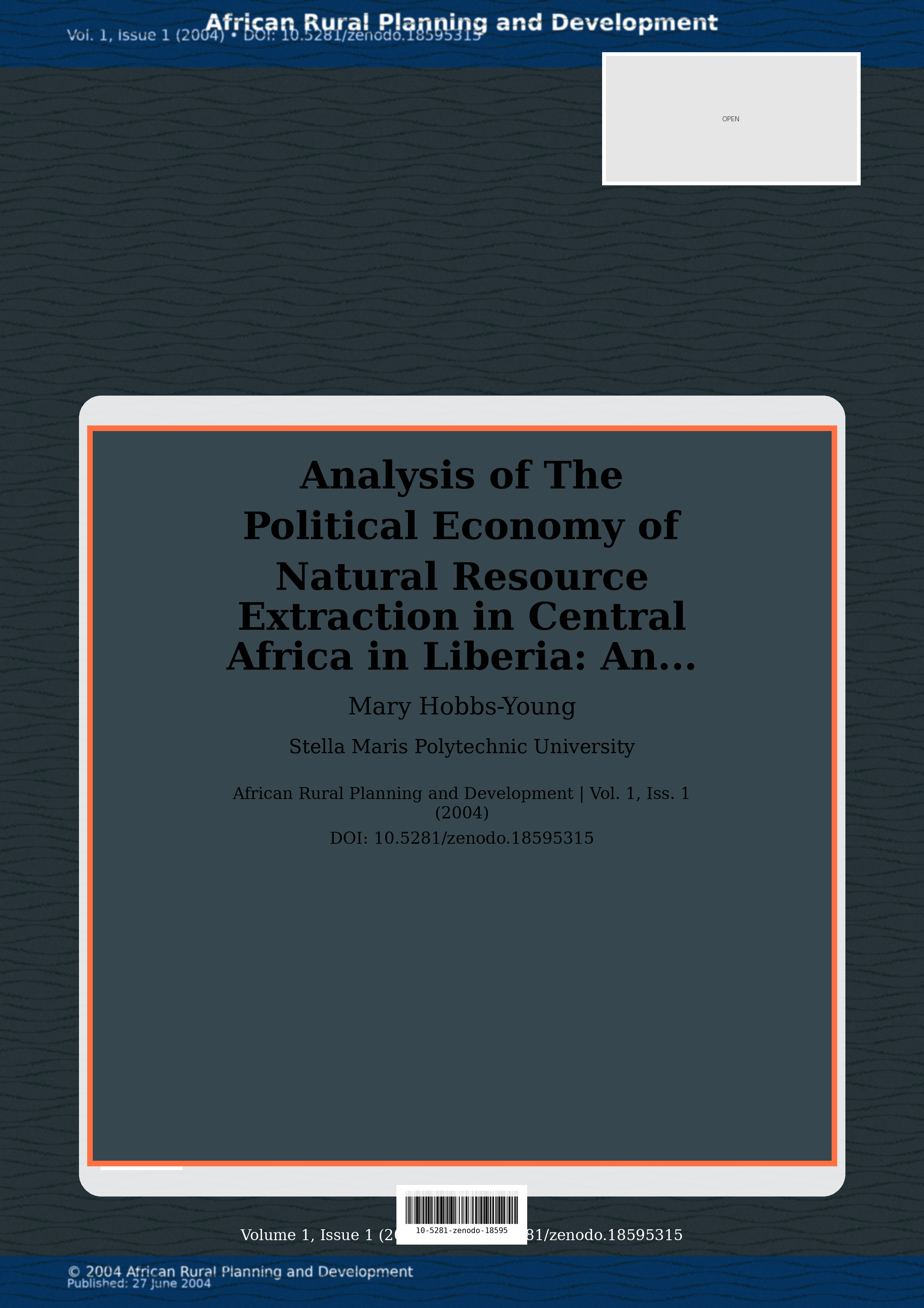 Cover image for: Analysis of The Political Economy of Natural Resource Extrac
