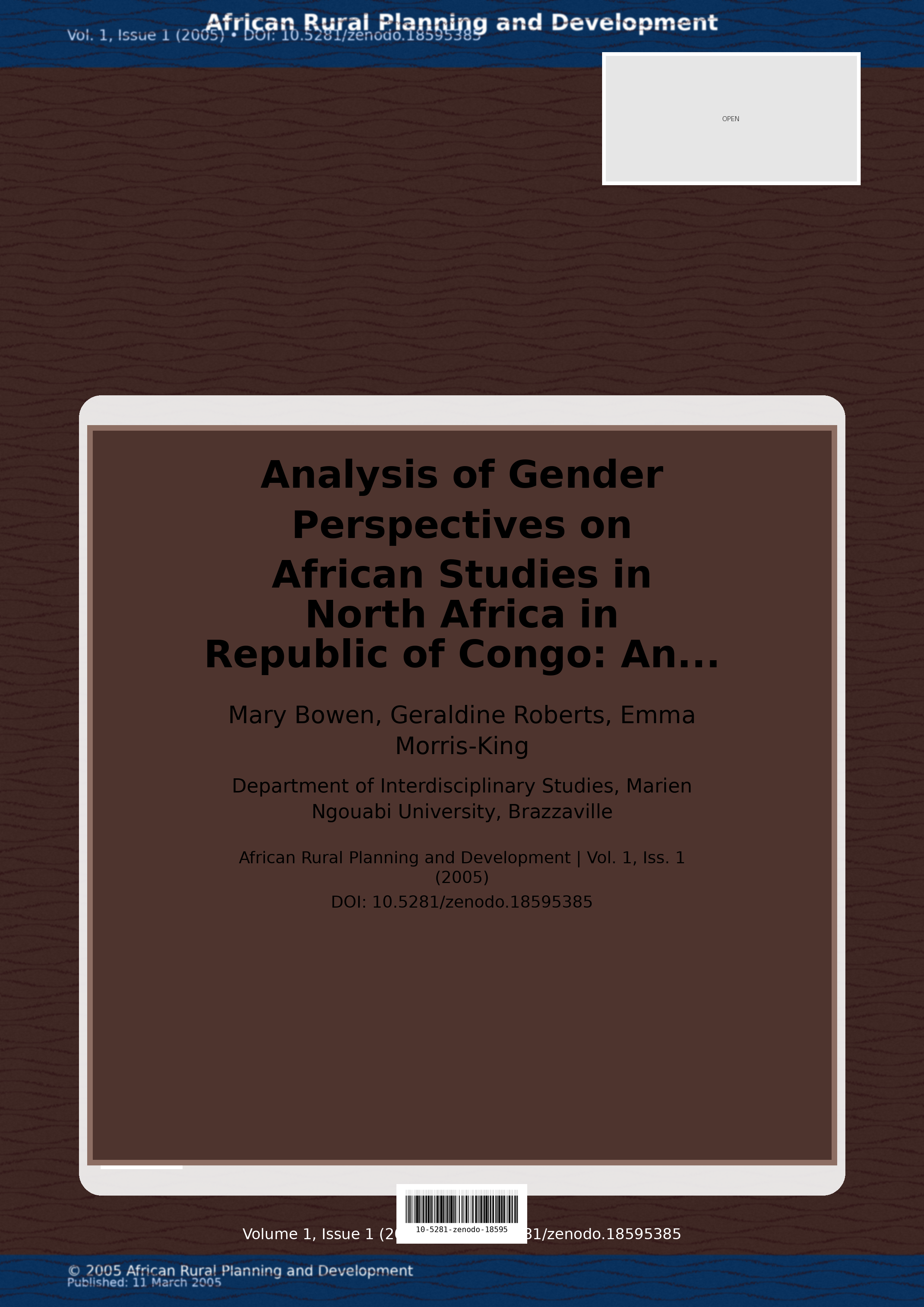 Cover image for: Analysis of Gender Perspectives on African Studies in North 