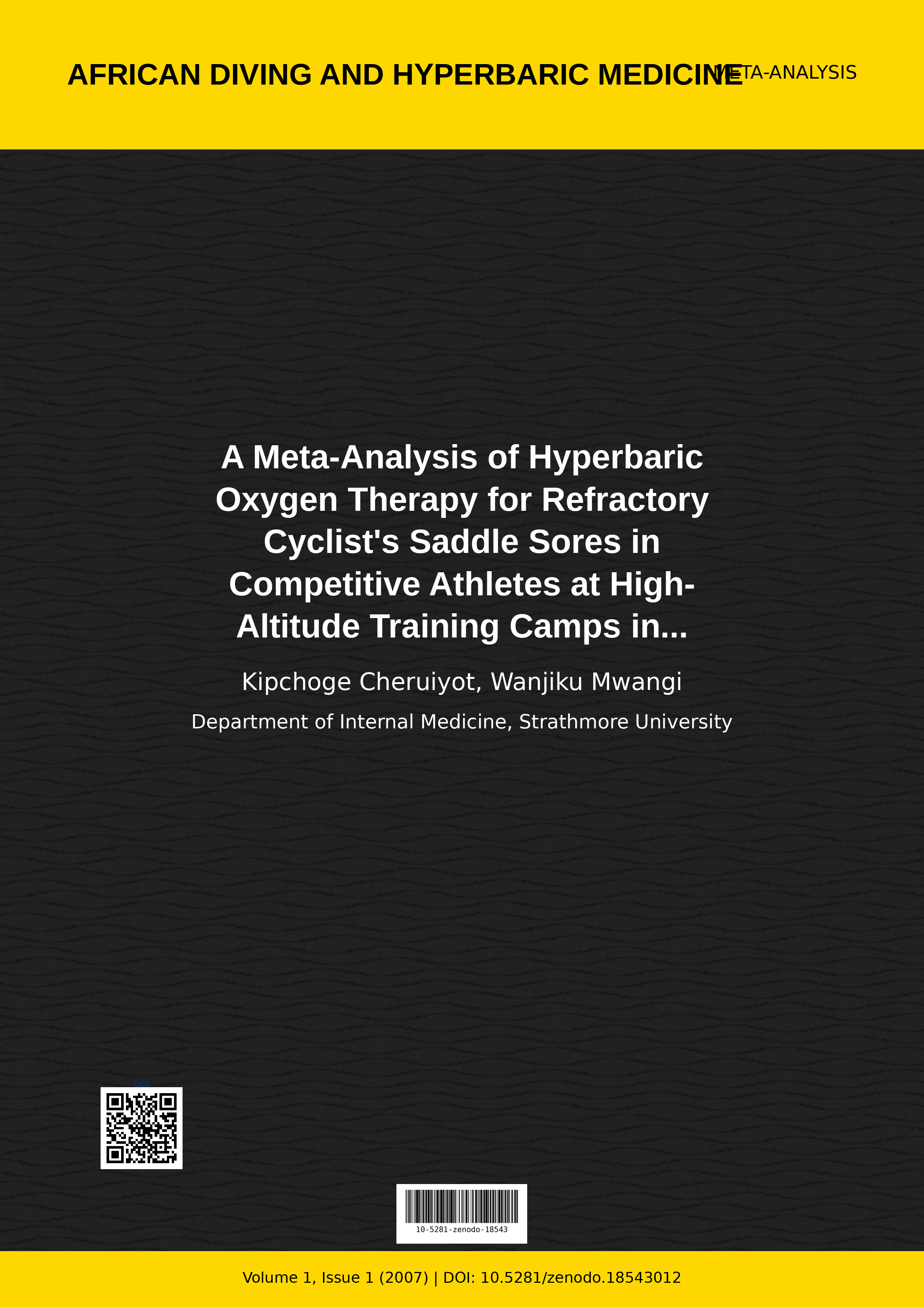 Cover image for: A Meta-Analysis of Hyperbaric Oxygen Therapy for Refractory 