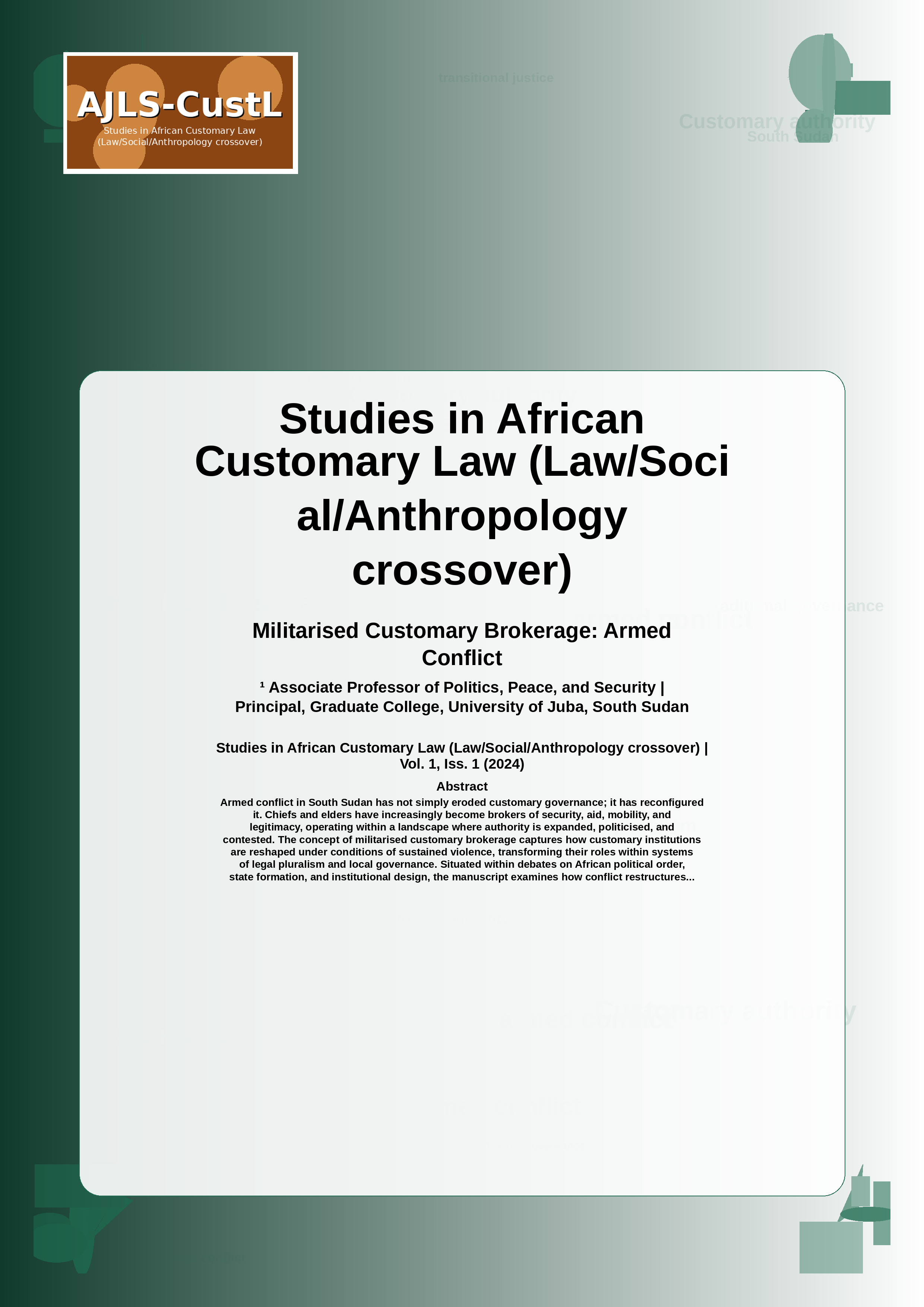 Cover image for: Studies in African Customary Law (Law/Social/Anthropology crossover)
