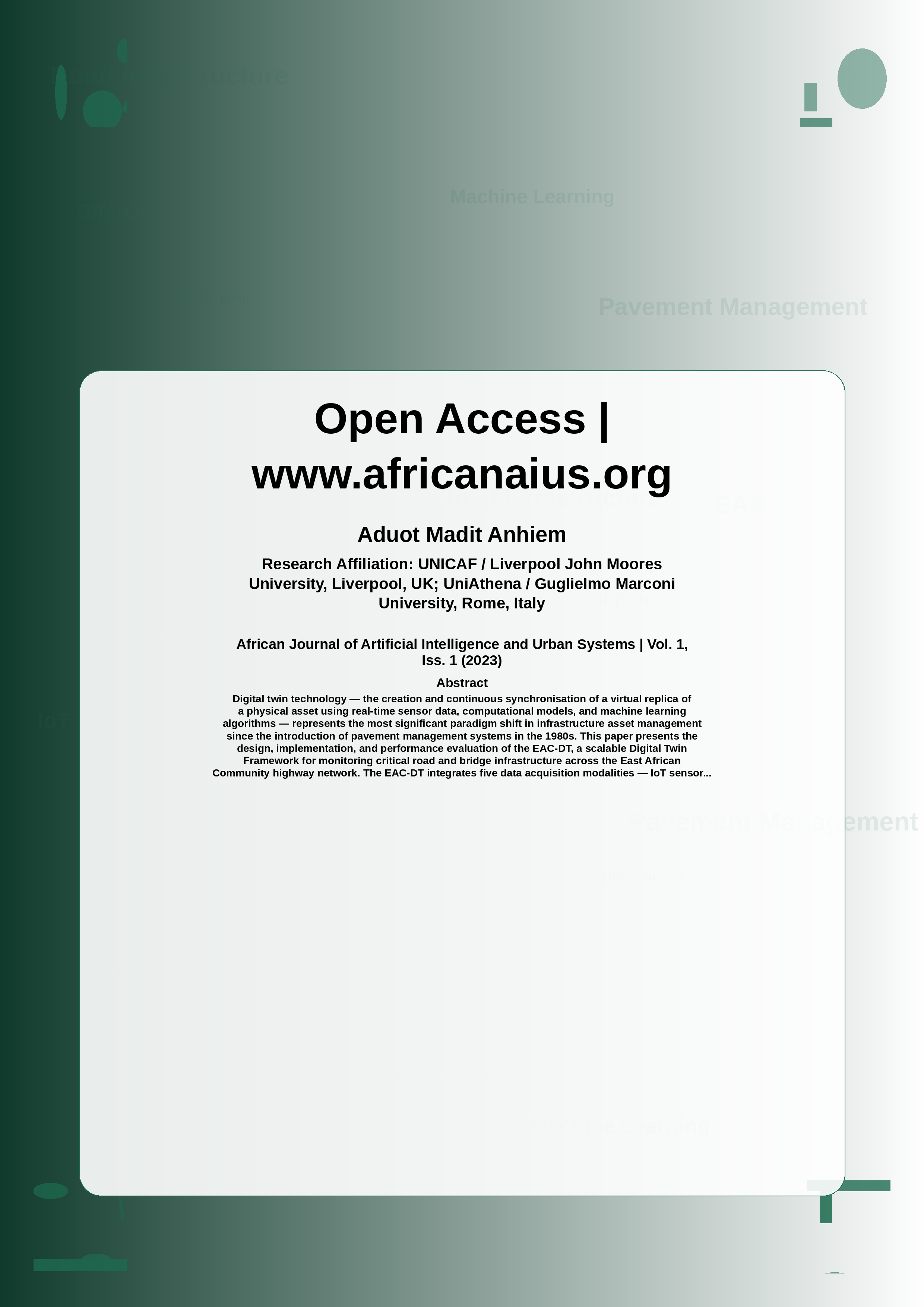 Cover image for: Digital Twin Framework for Monitoring Critical Road Infrastructure Across the East African Community