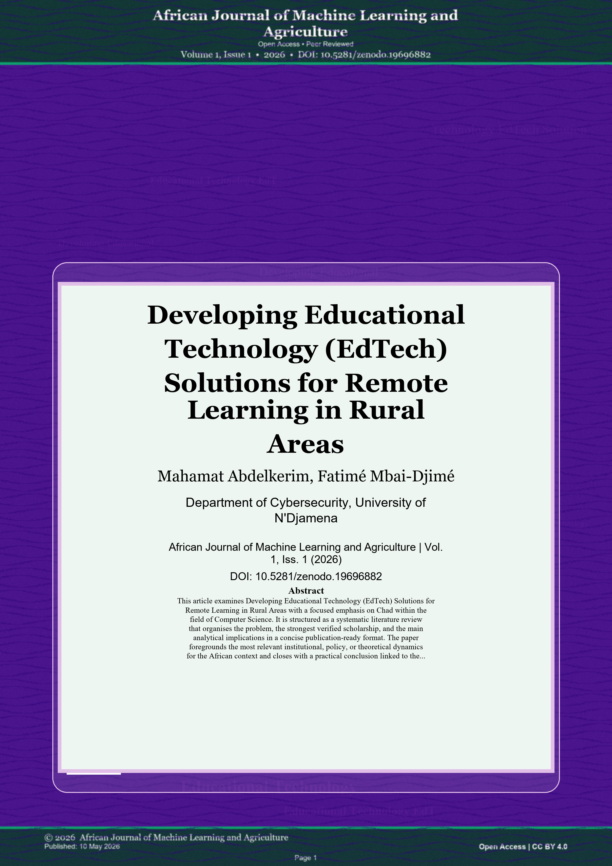 Cover image for: Developing Educational Technology (EdTech) Solutions for Remote Learning in Rural Areas